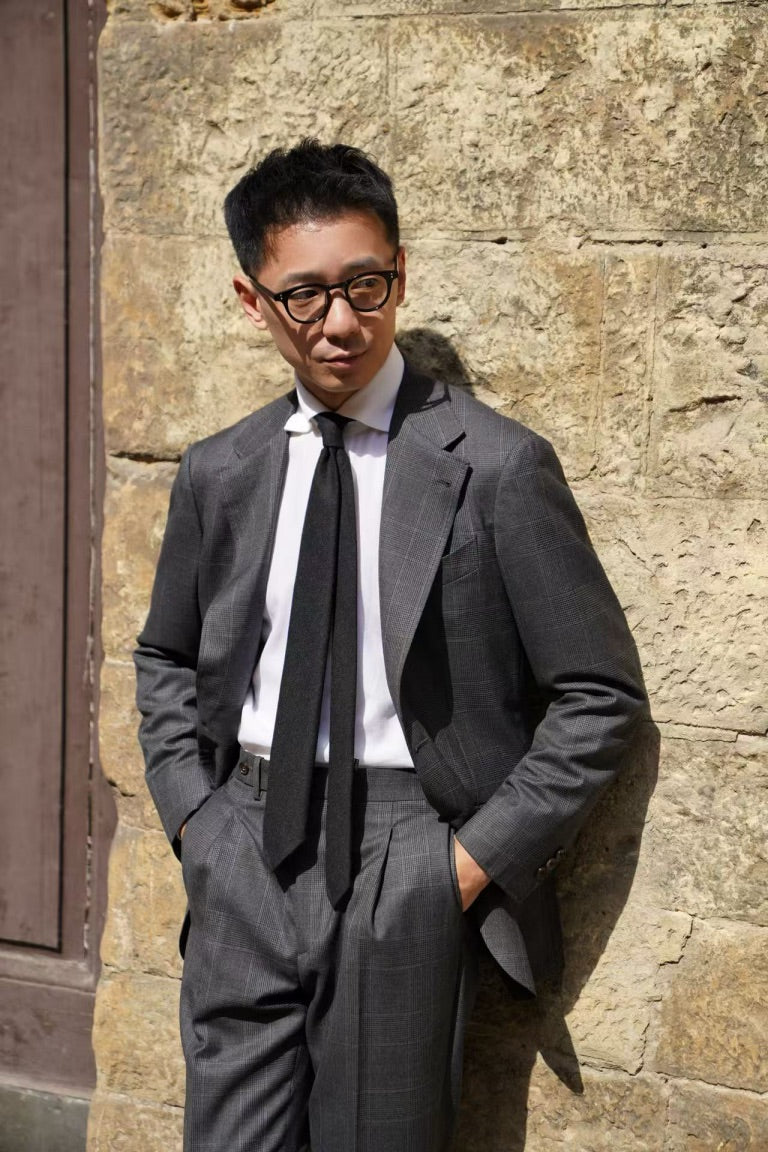 MTO Dark Grey Glen Check 130s Wool Suit #420