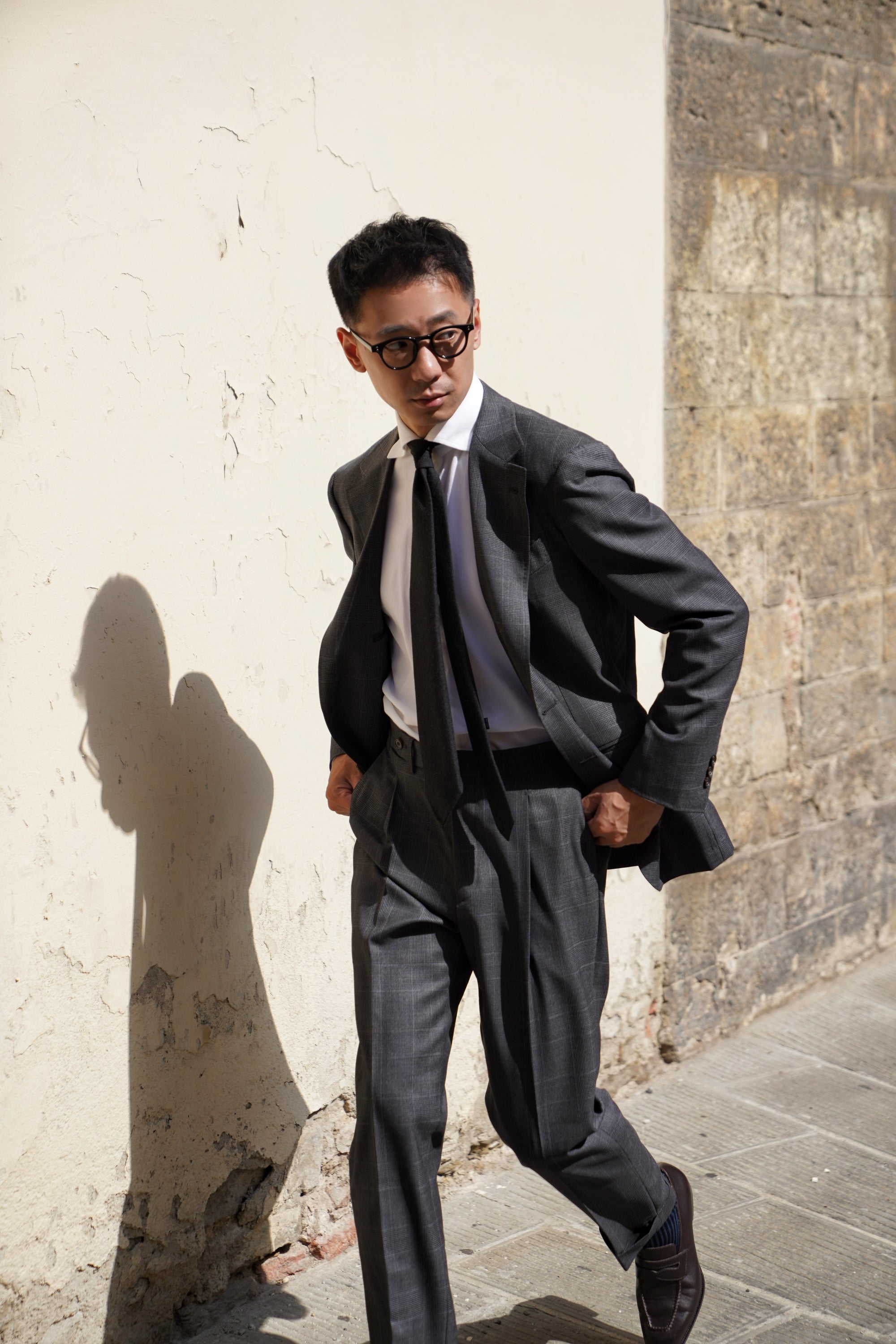 MTO Dark Grey Glen Check 130s Wool Suit #420