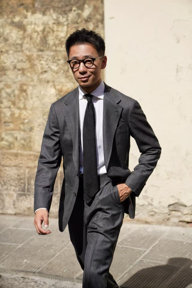 MTO Dark Grey Glen Check 130s Wool Suit #420