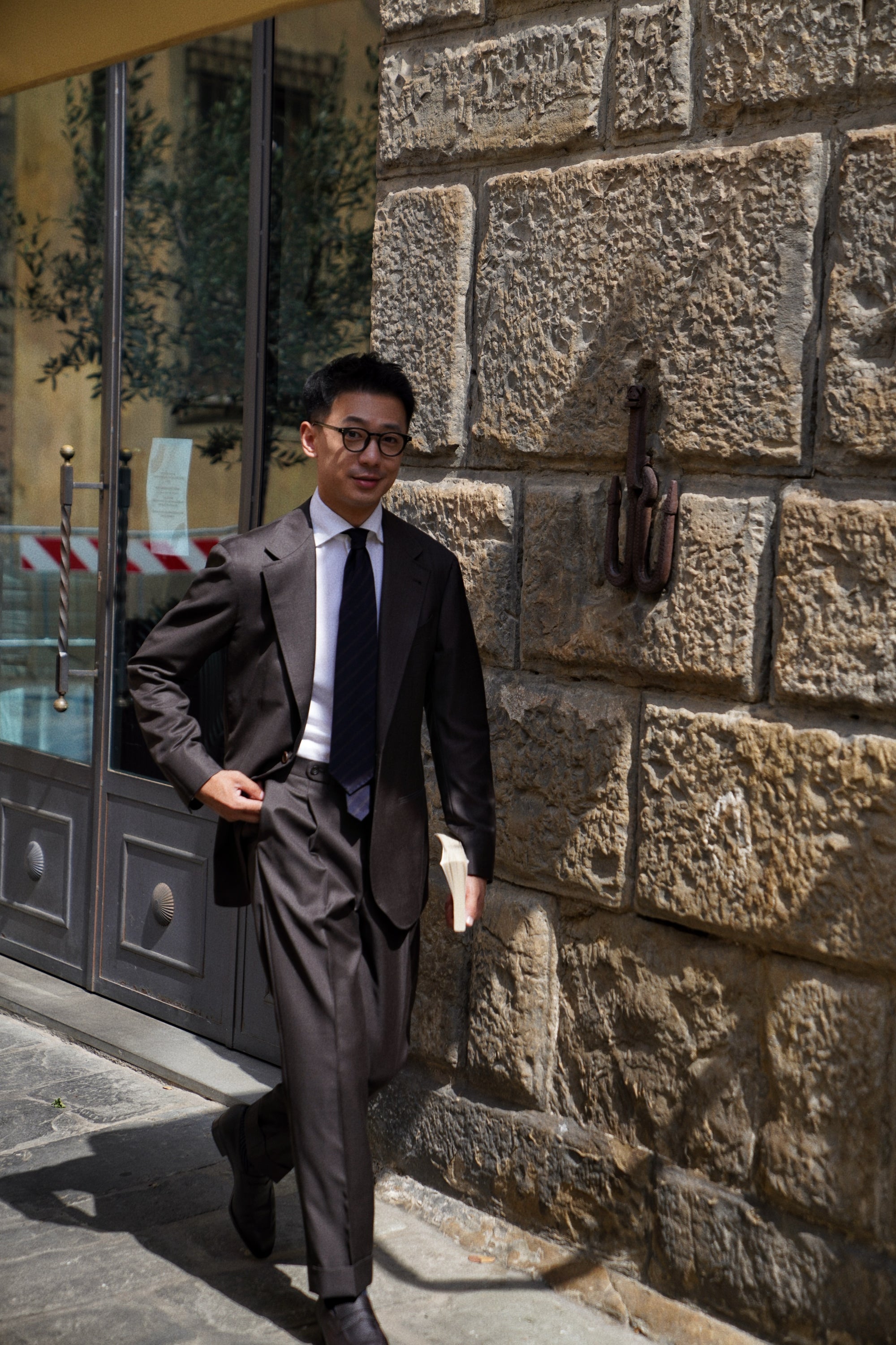 MTO Brown Sharkskin 130s Wool Suit #401