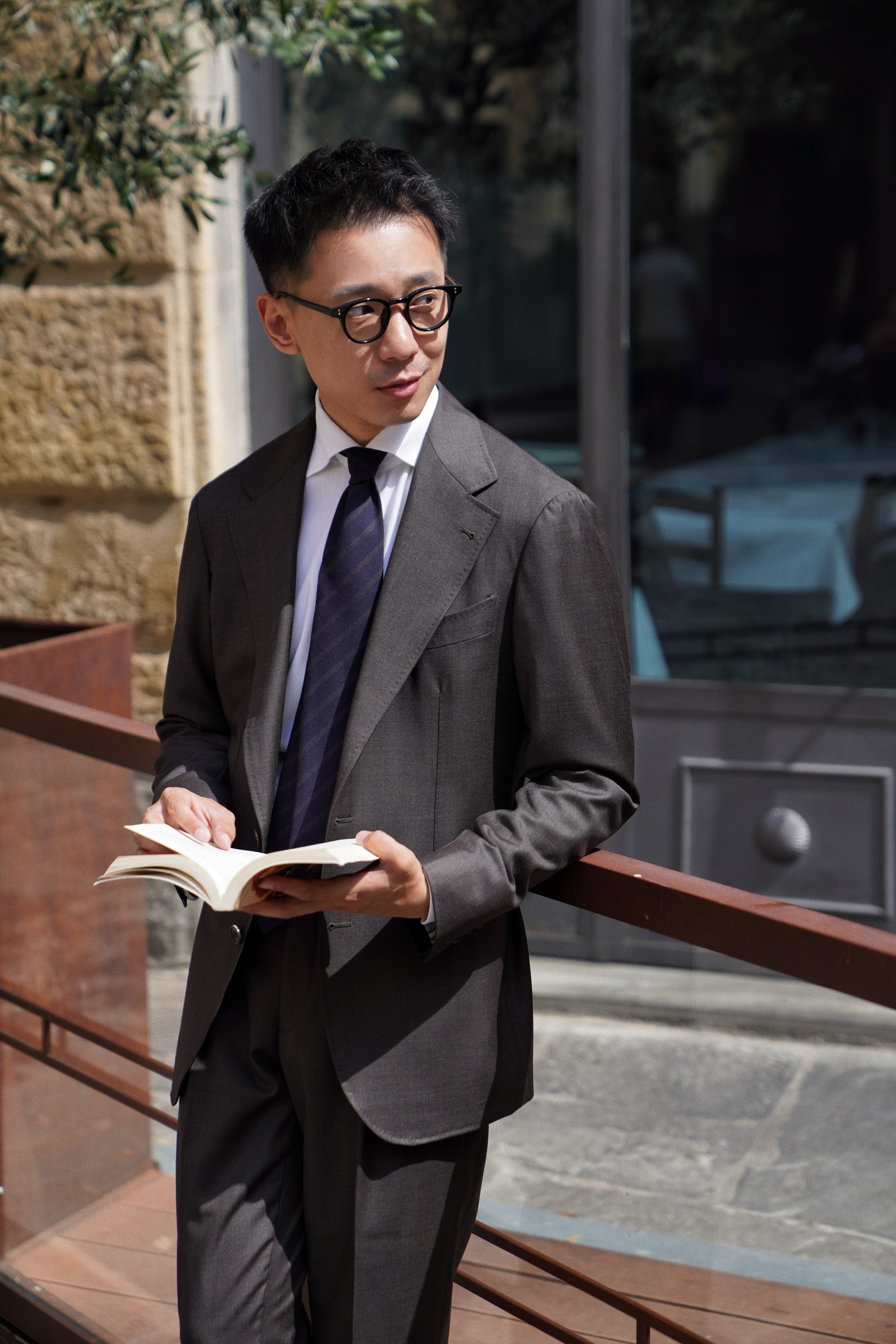 MTO Brown Sharkskin 130s Wool Suit #401