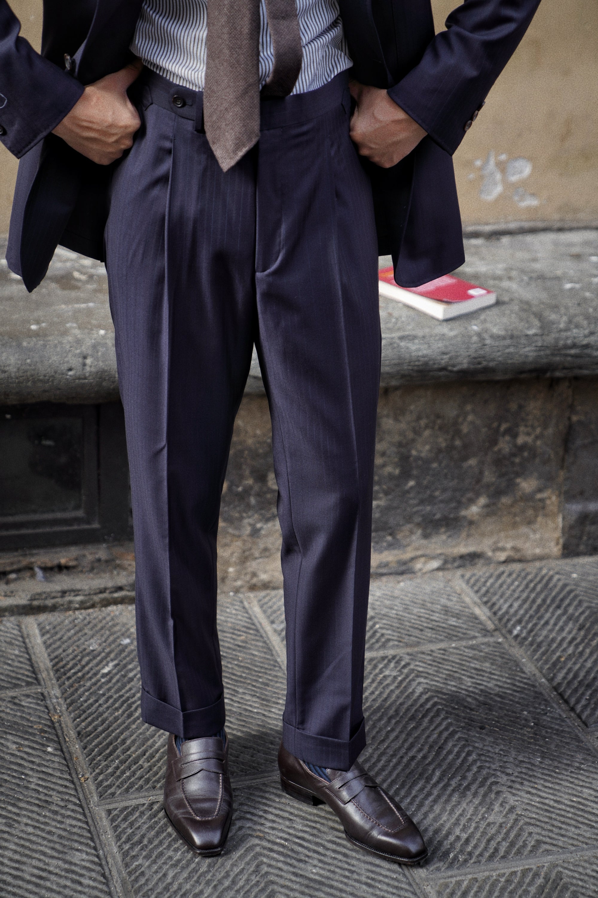 MTO Navy Herringbone 130s Wool Suit #400
