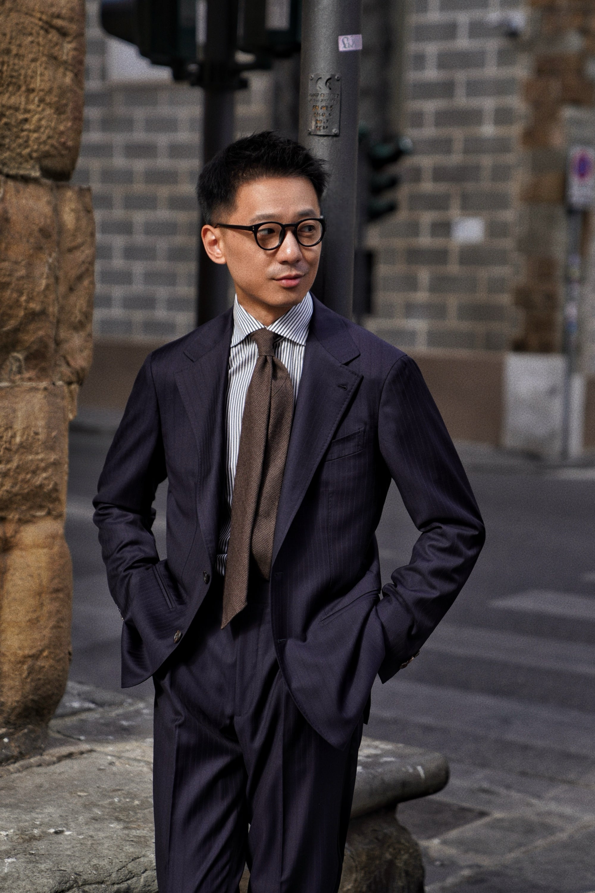 MTO Navy Herringbone 130s Wool Suit #400