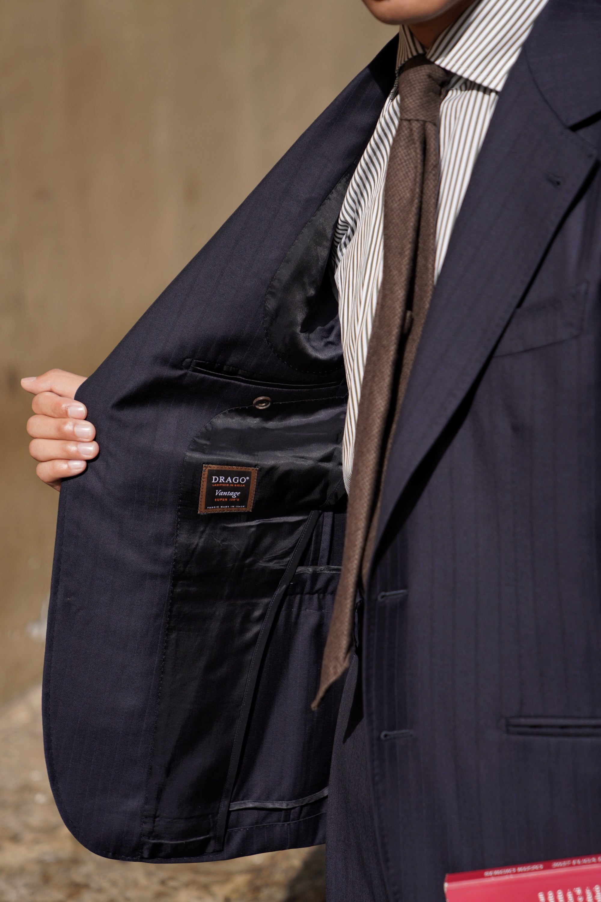 MTO Navy Herringbone 130s Wool Suit #400