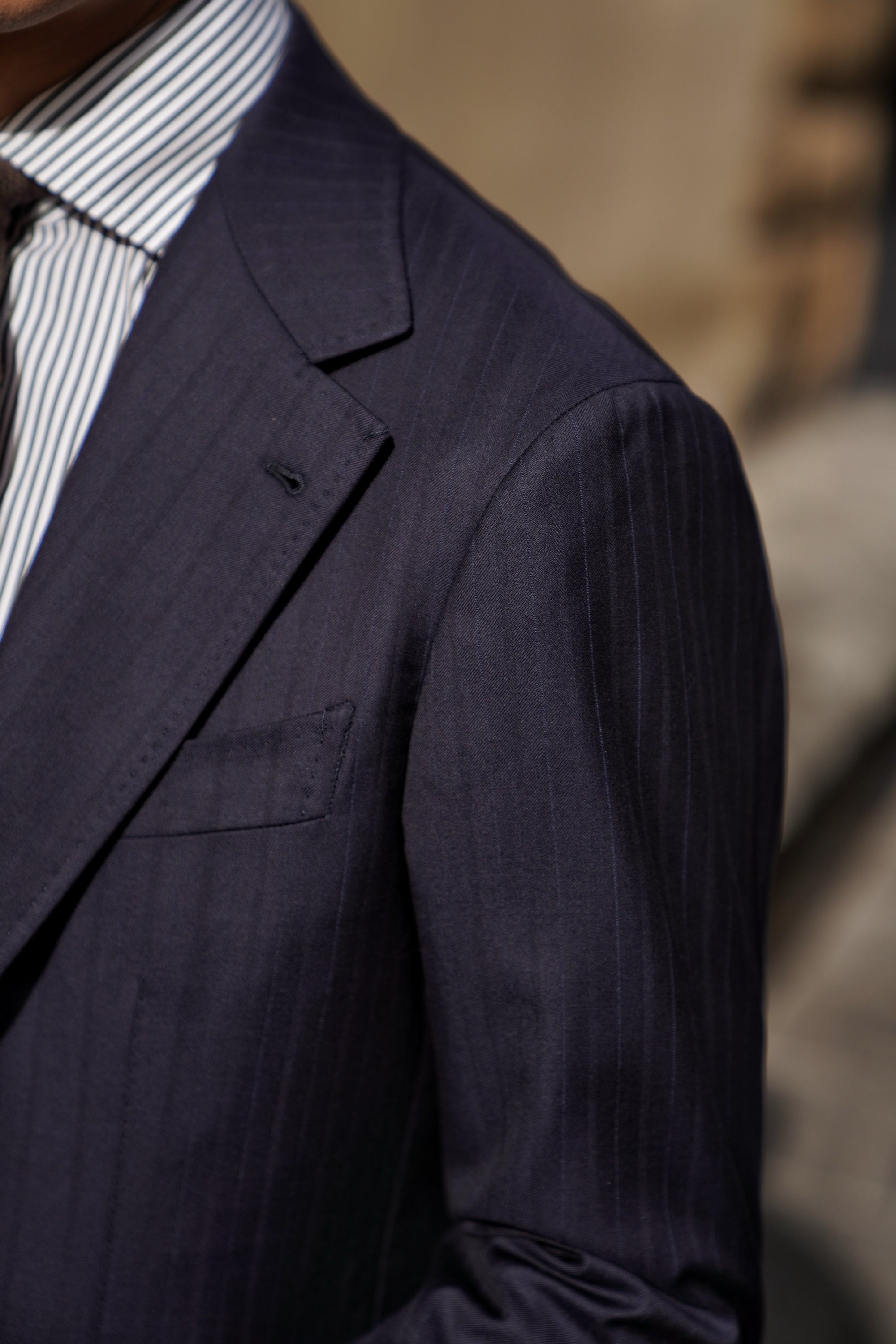MTO Navy Herringbone 130s Wool Suit #400