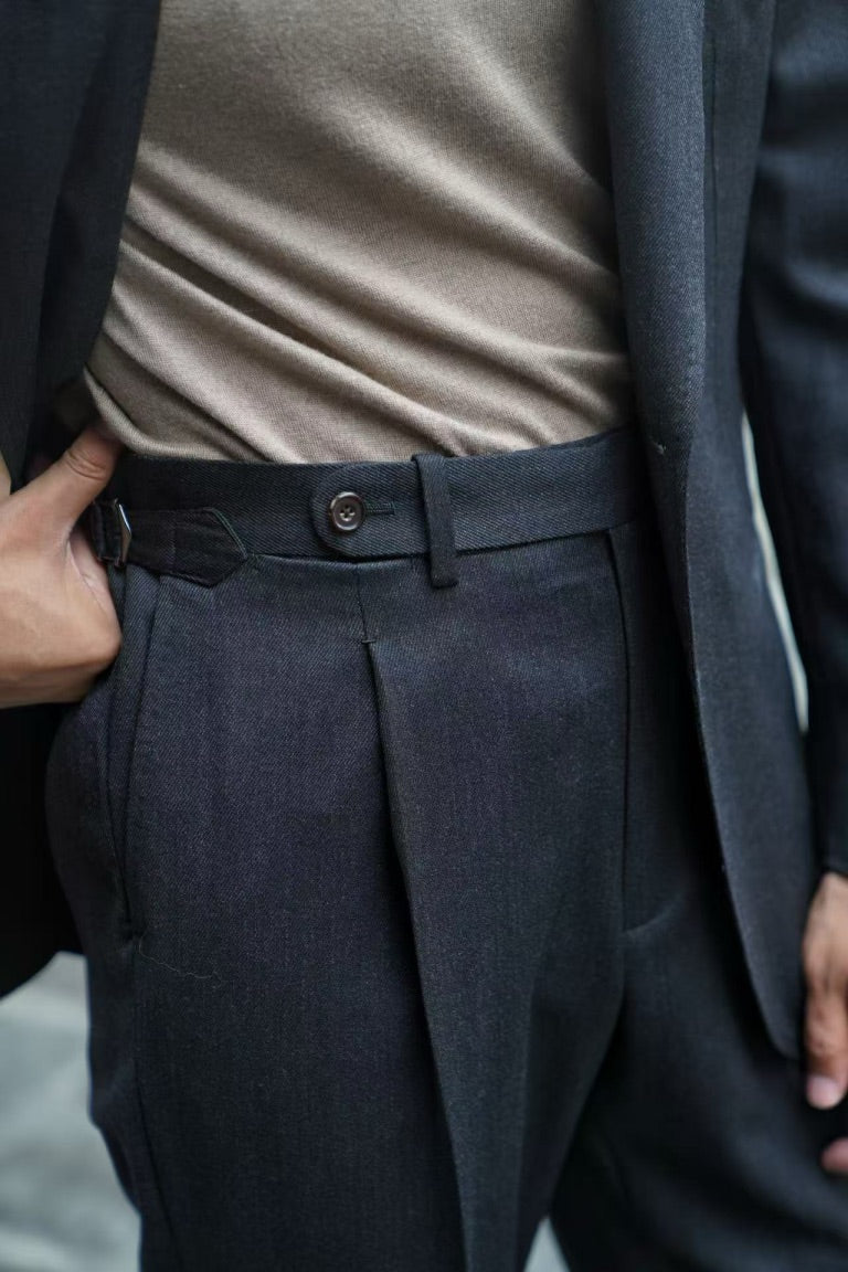 MTO Charcoal Twill 130s Wool Suit #422