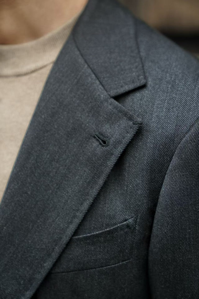 MTO Charcoal Twill 130s Wool Suit #422
