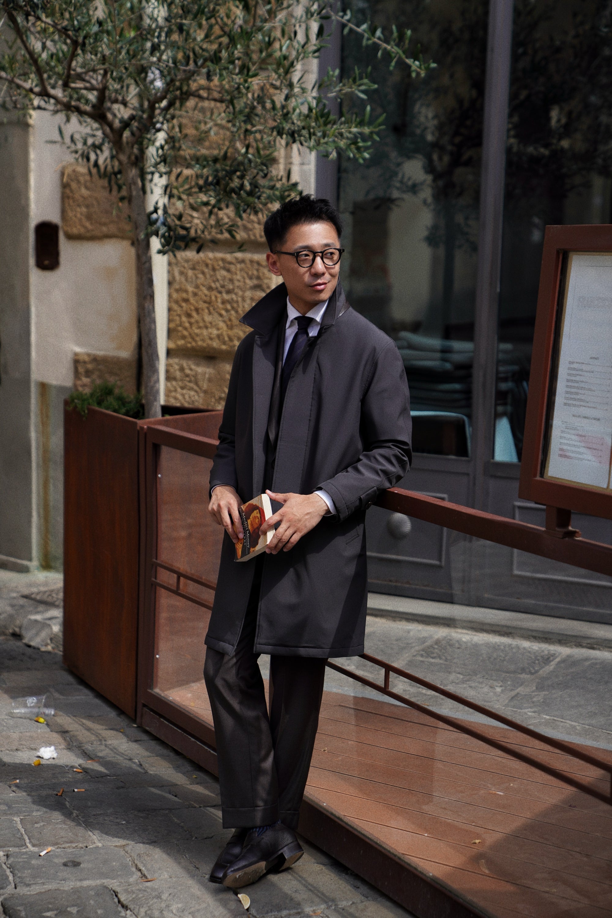 Charcoal Nylon Mac Coat #180