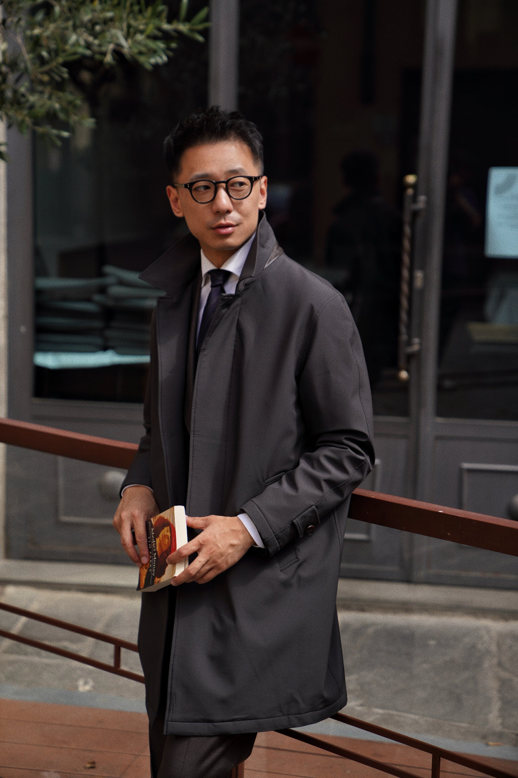 Charcoal Nylon Mac Coat #180