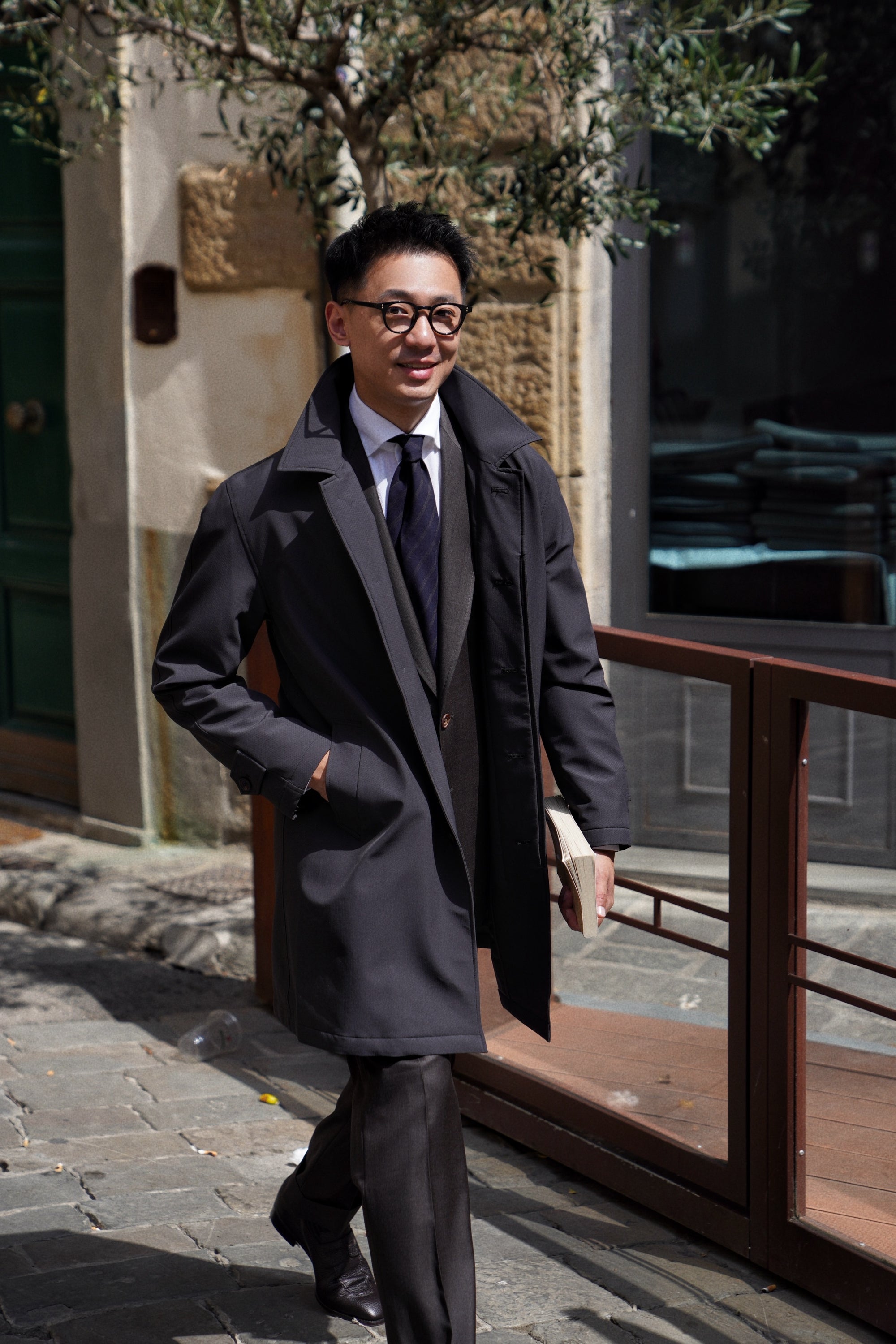 Charcoal Nylon Mac Coat #180