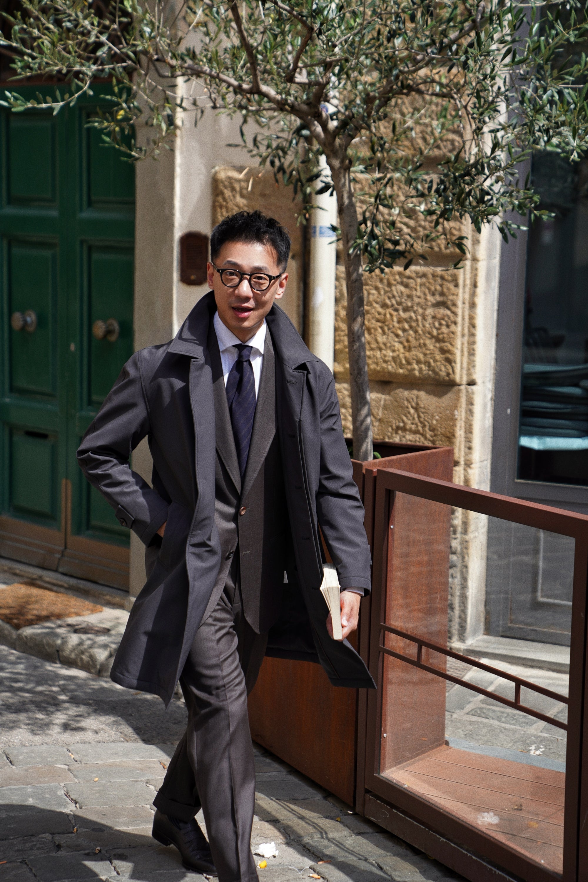 Charcoal Nylon Mac Coat #180