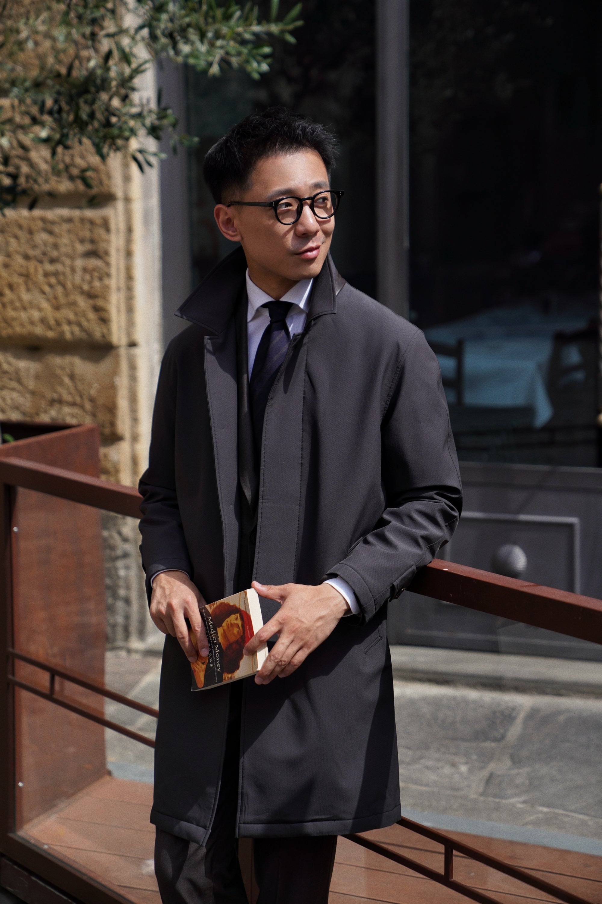 Charcoal Nylon Mac Coat #180