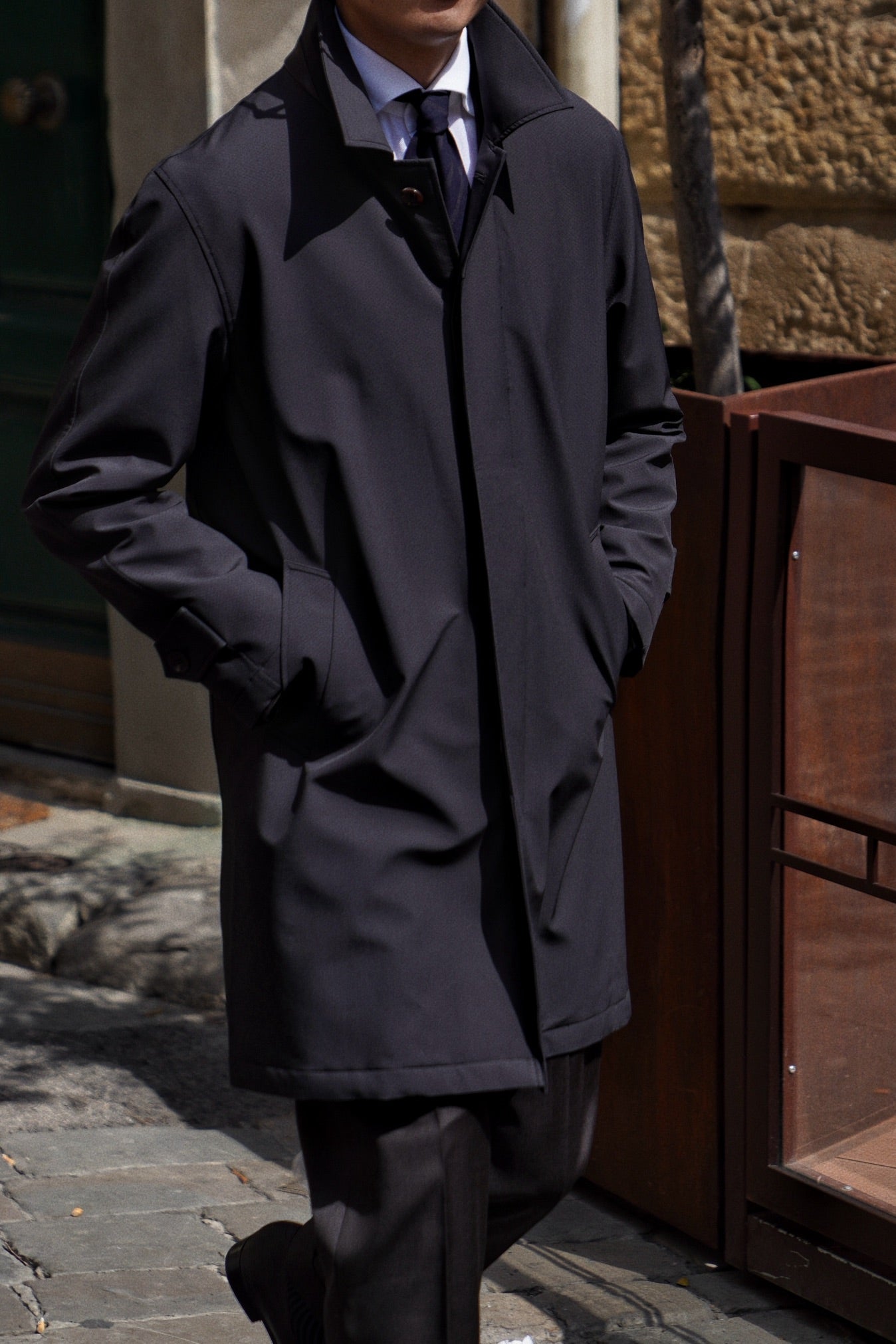 Charcoal Nylon Mac Coat #180