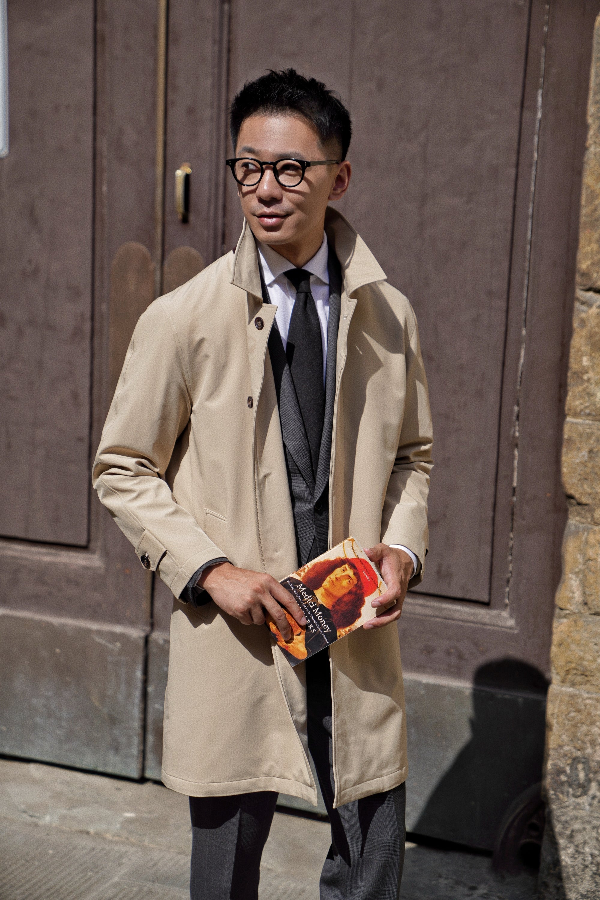 Khaki Nylon Mac Coat #182