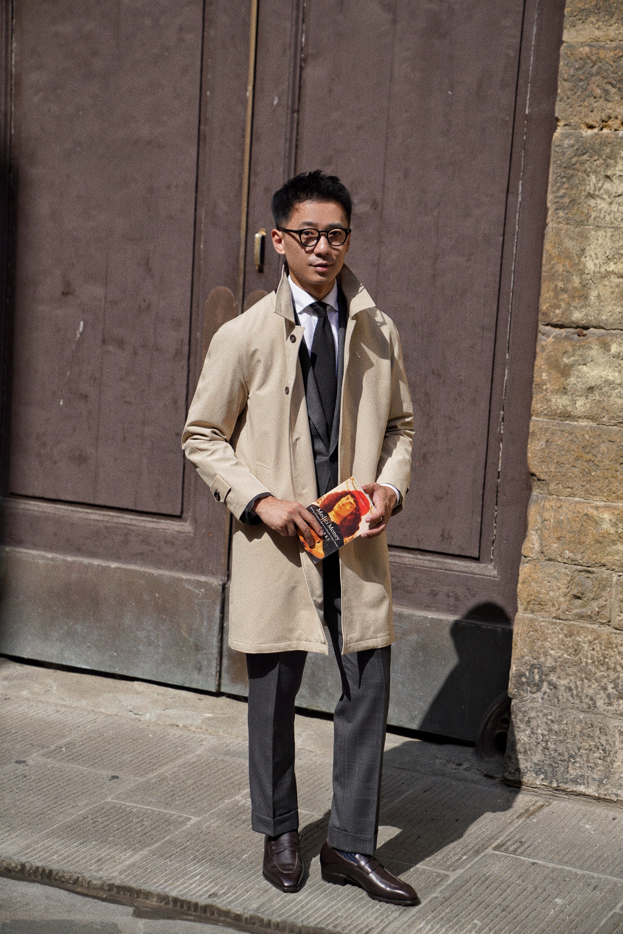 Khaki Nylon Mac Coat #182