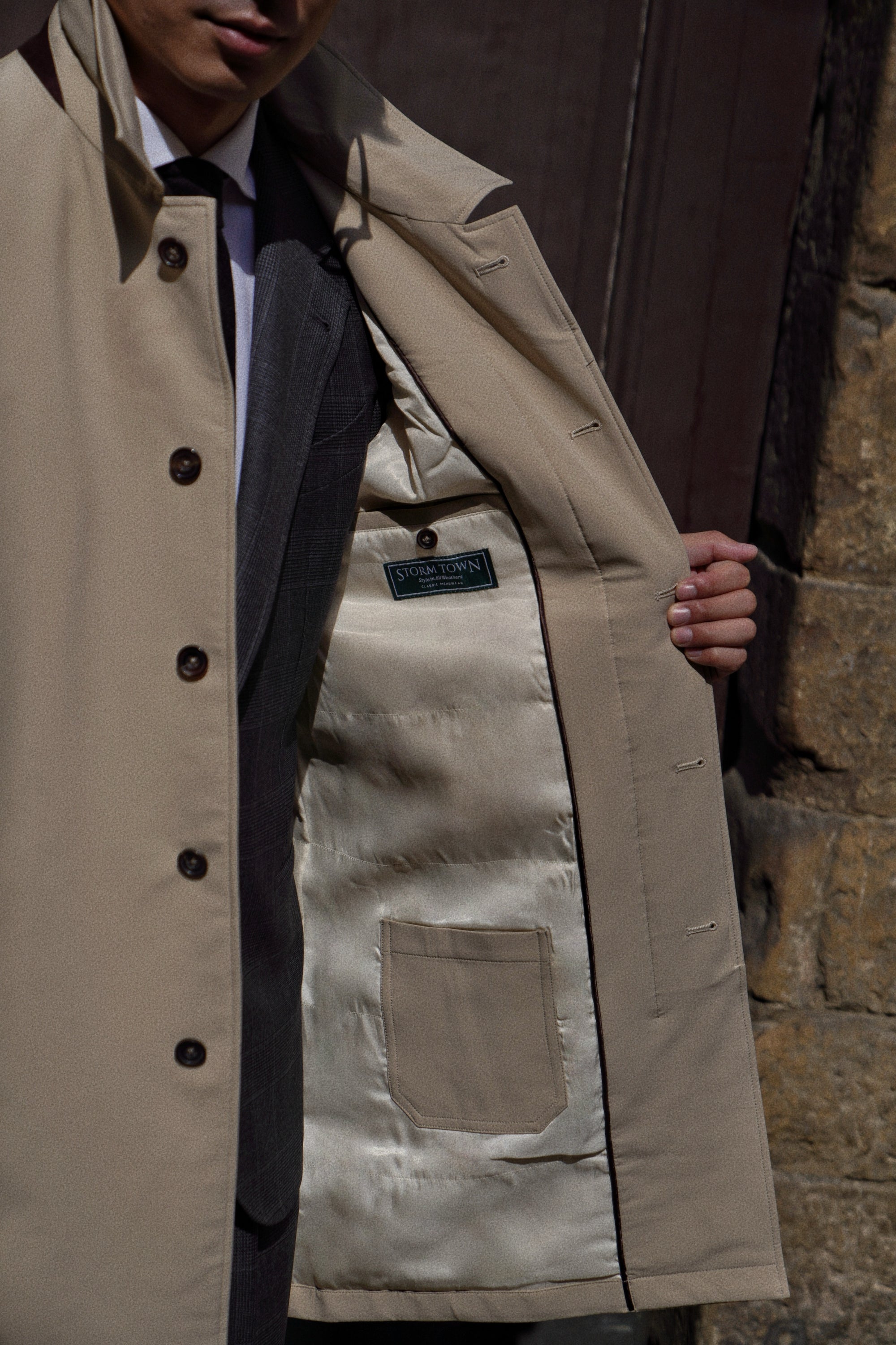 Khaki Nylon Mac Coat #182