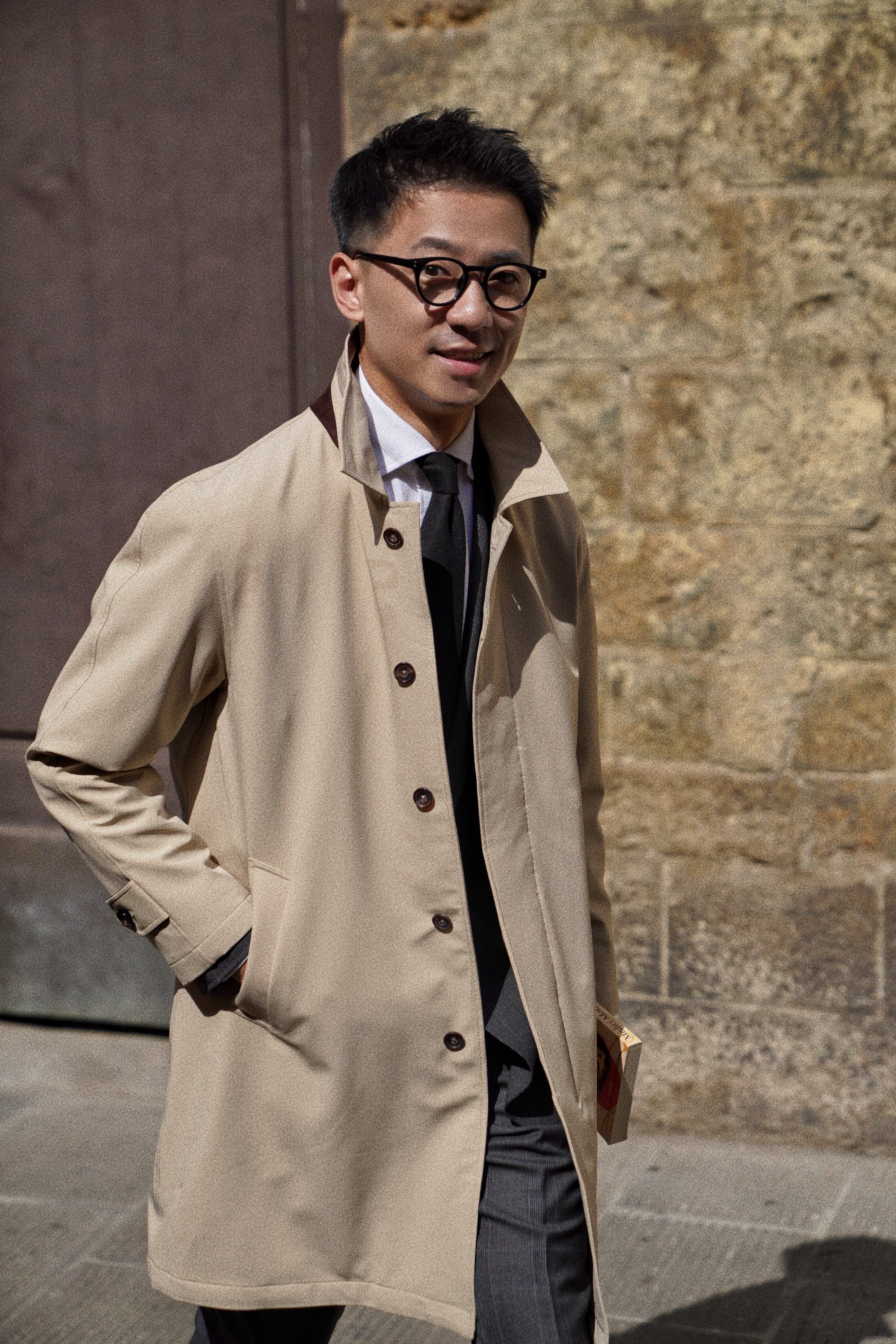 Khaki Nylon Mac Coat #182