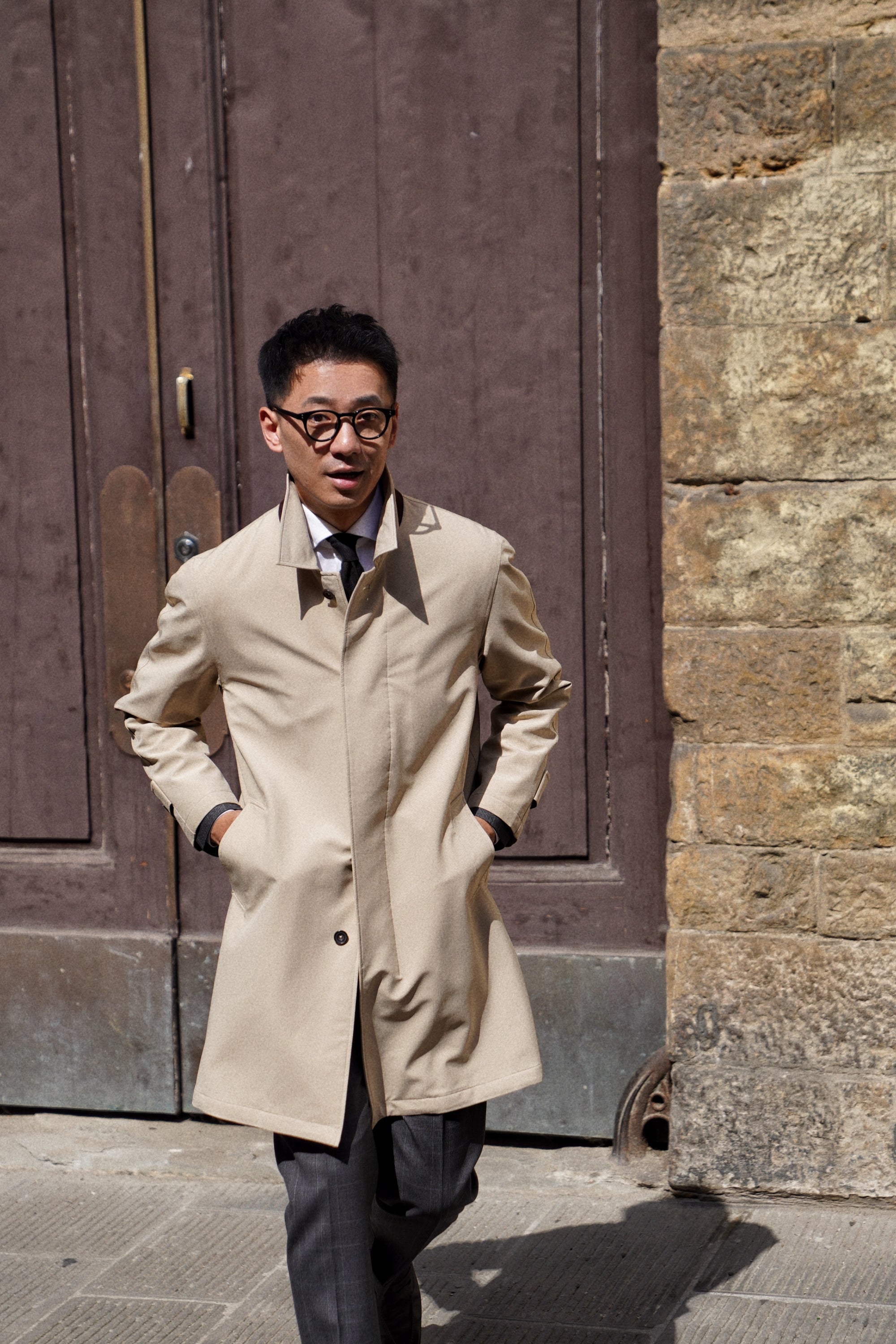 Khaki Nylon Mac Coat #182