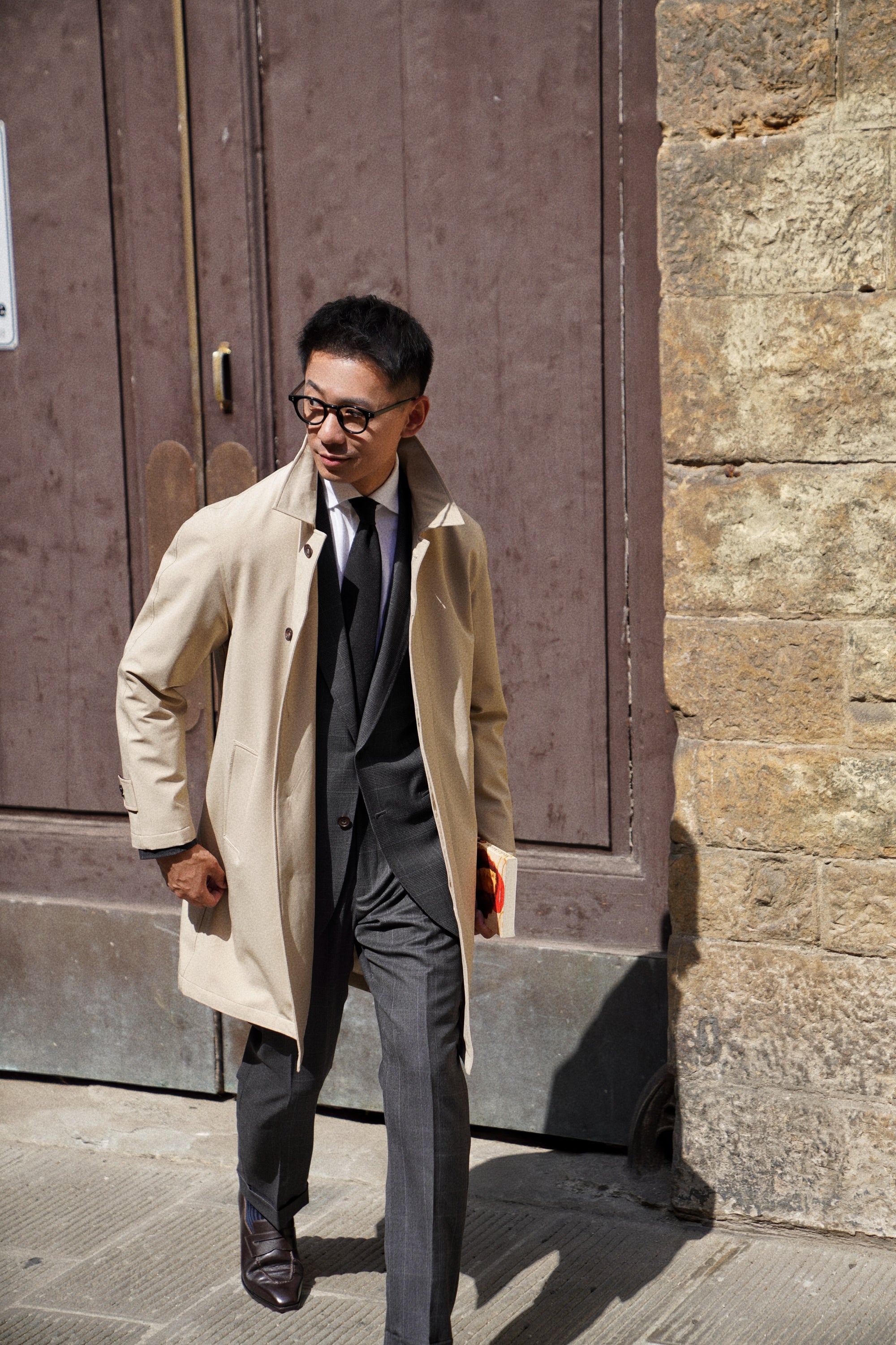 Khaki Nylon Mac Coat #182