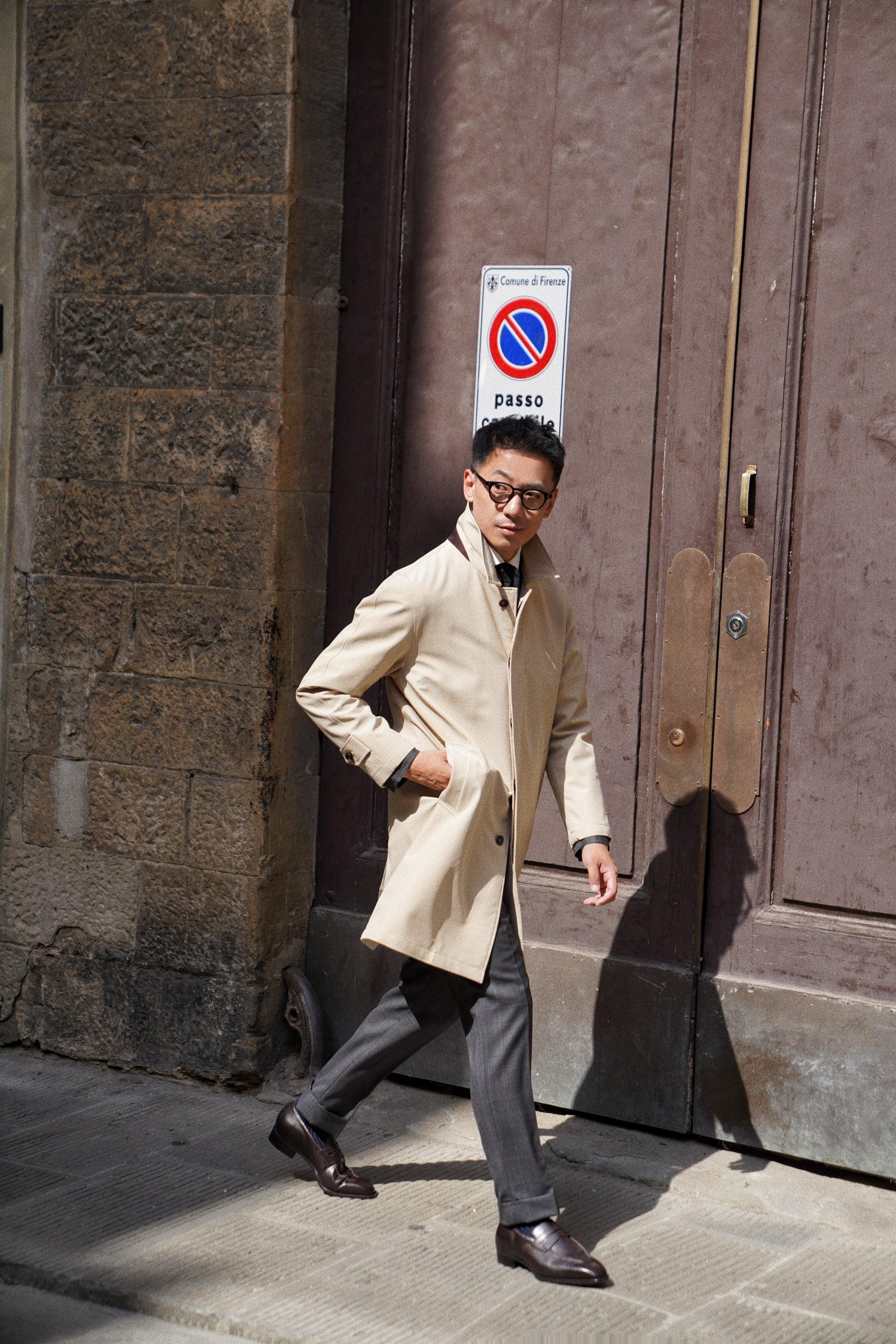 Khaki Nylon Mac Coat #182