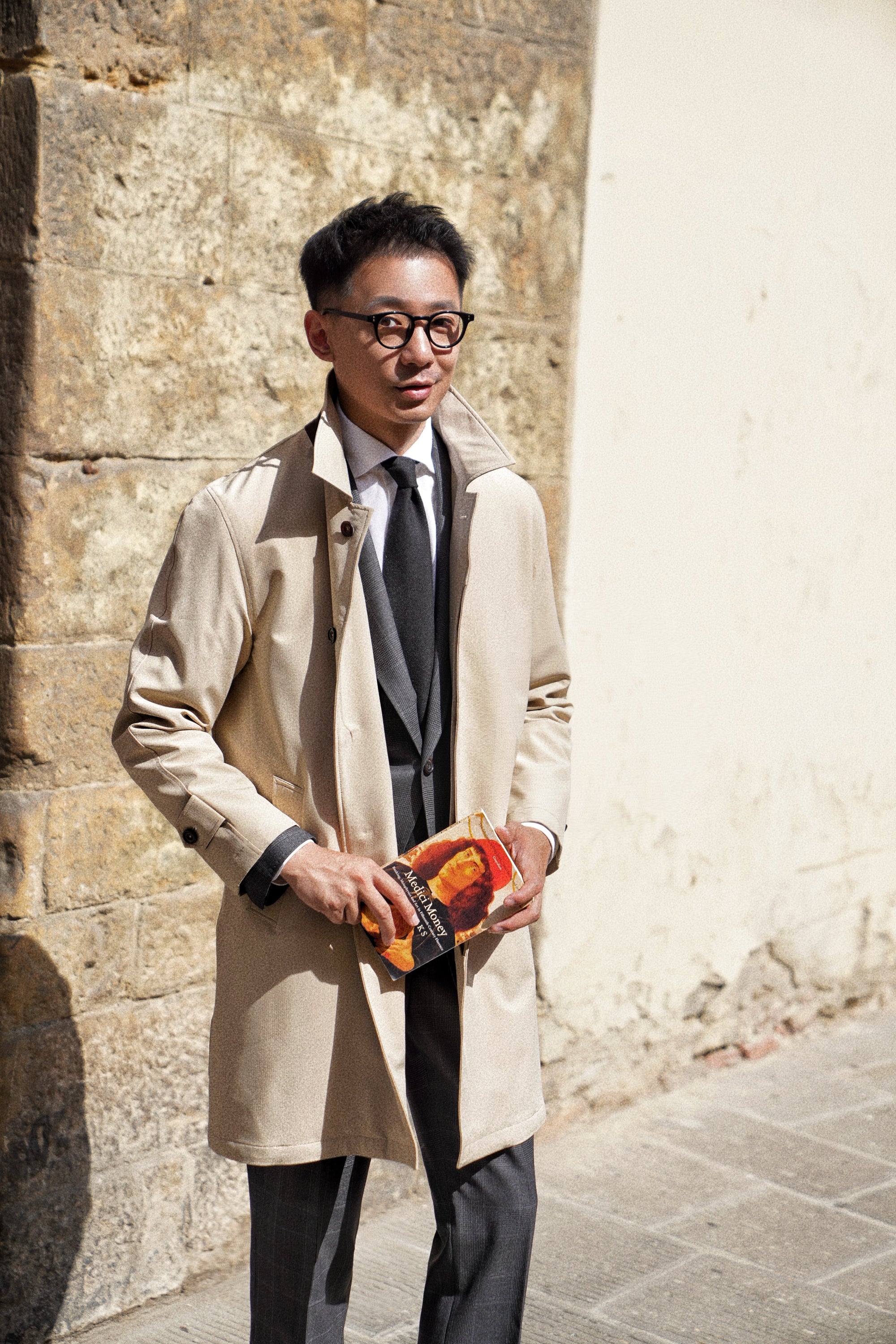 Khaki Nylon Mac Coat #182