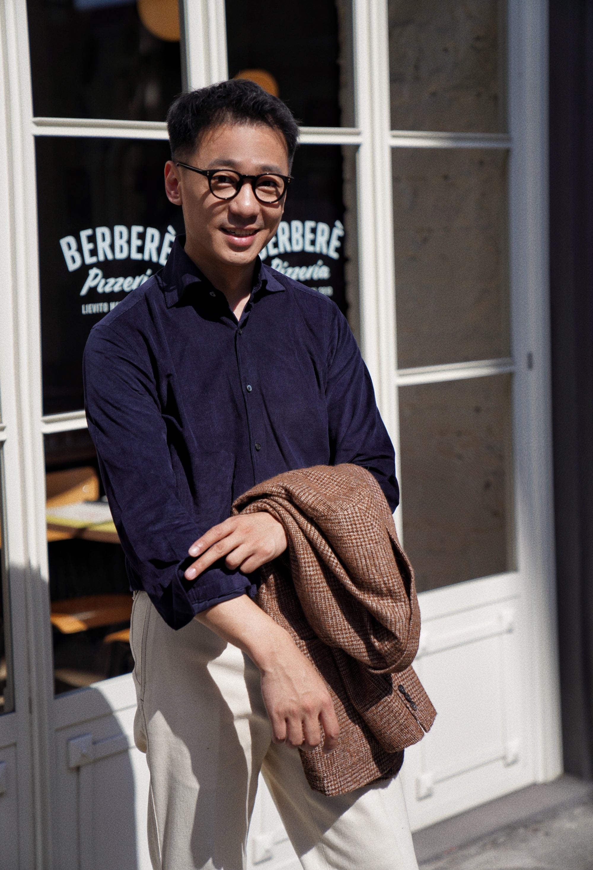 Tobacco / Navy Cotton Corduroy Shirt #498 #350
