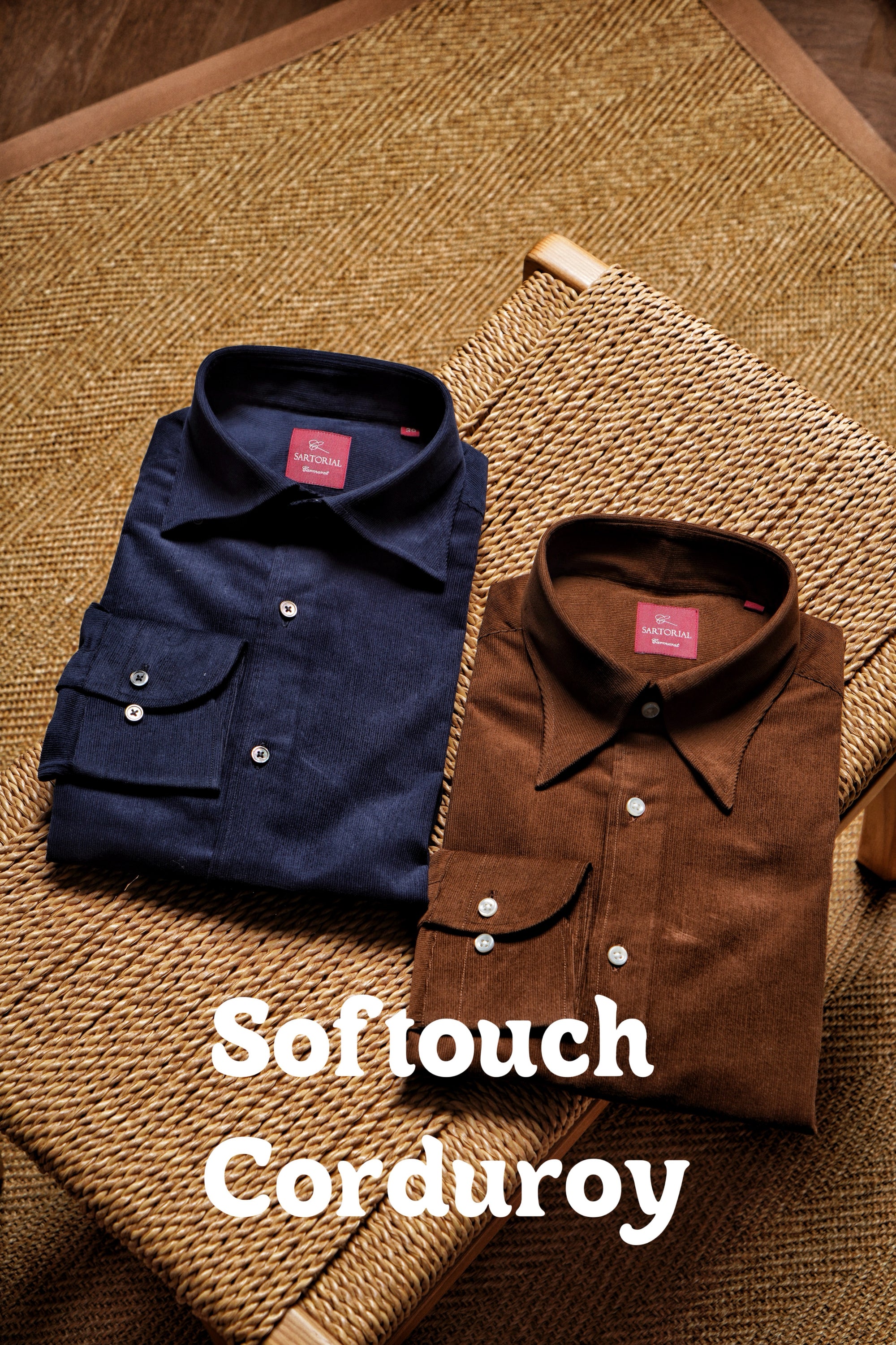 Tobacco / Navy Cotton Corduroy Shirt #498 #350