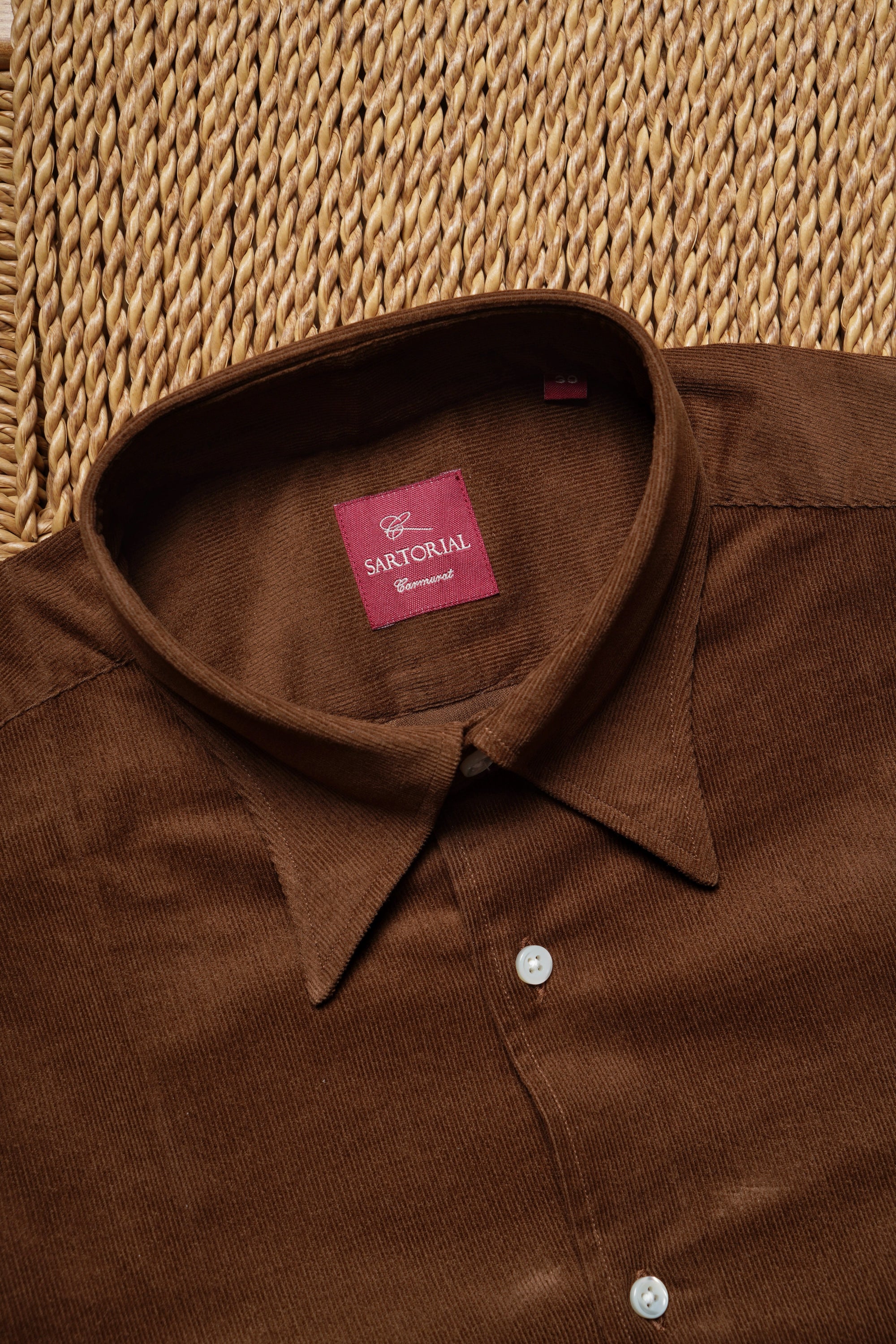 Tobacco / Navy Cotton Corduroy Shirt #498 #350