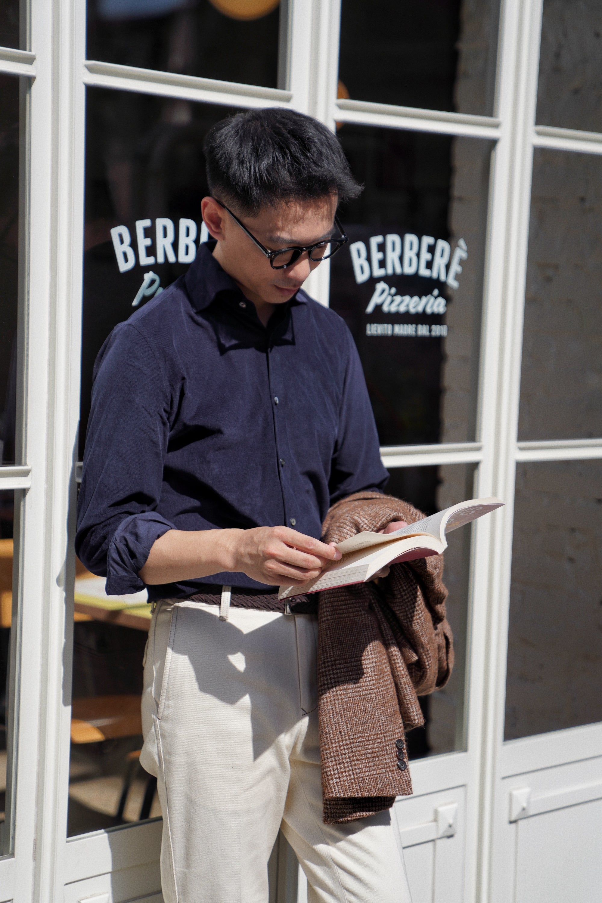 Tobacco / Navy Cotton Corduroy Shirt #498 #350