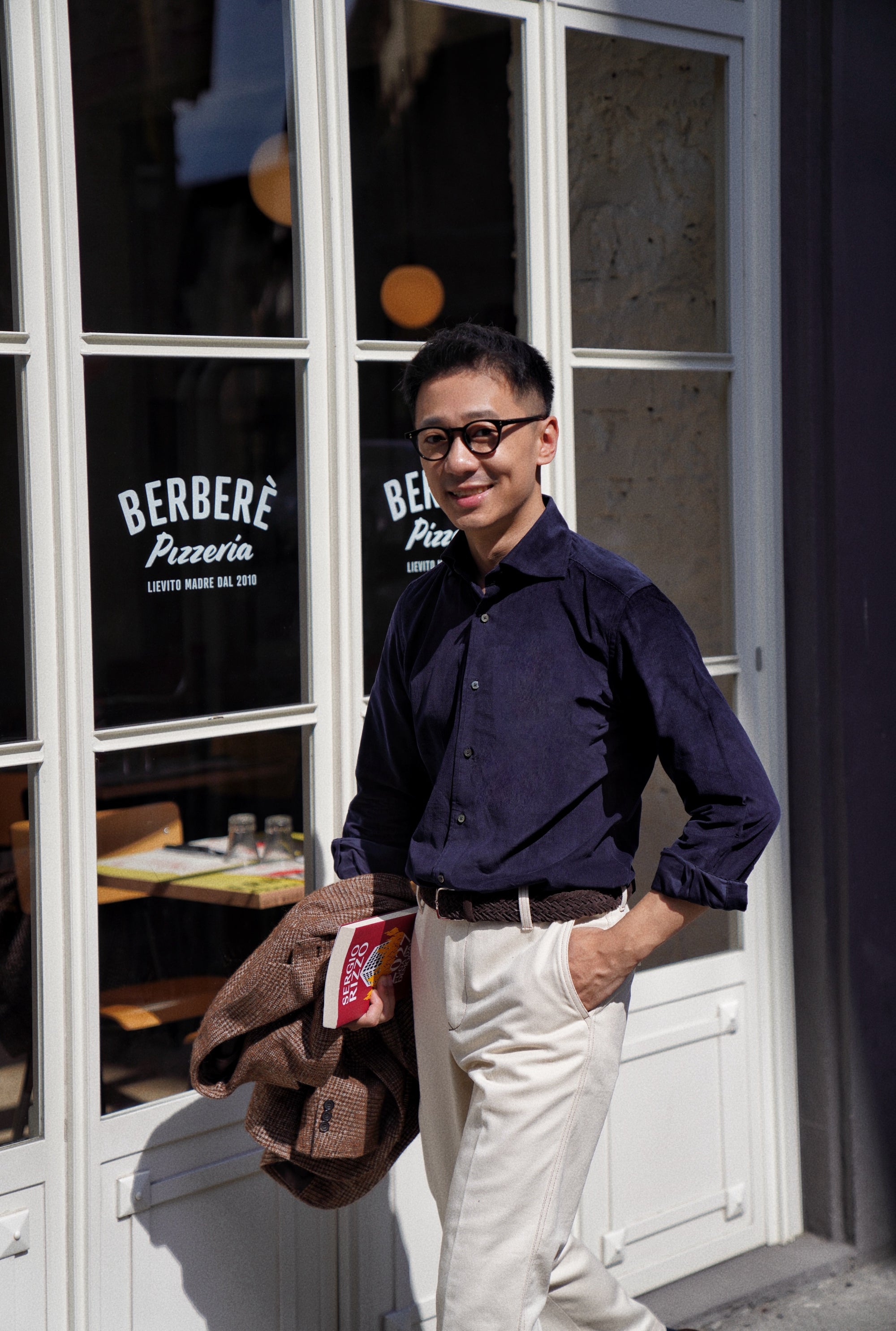 Tobacco / Navy Cotton Corduroy Shirt #498 #350