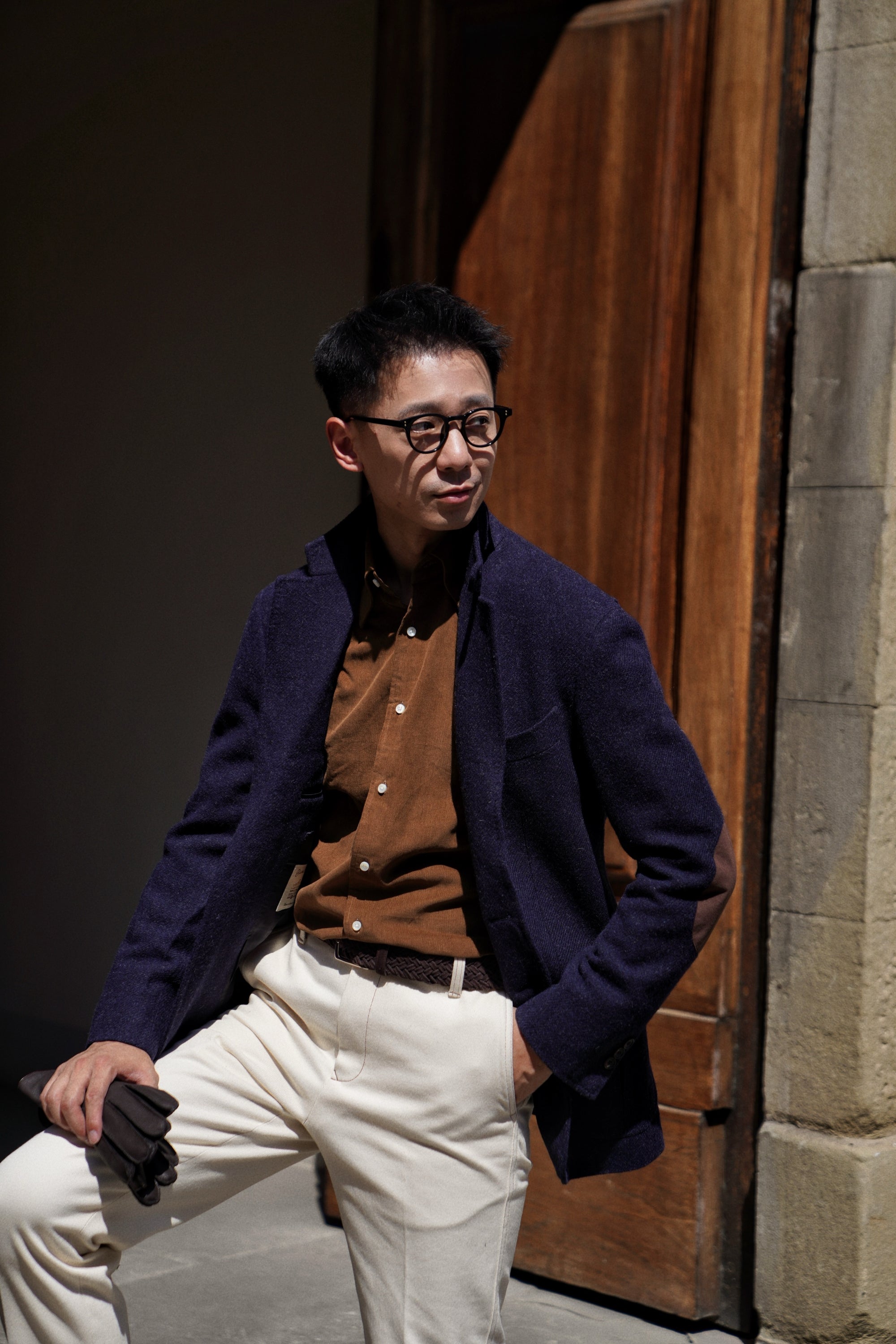 Tobacco / Navy Cotton Corduroy Shirt #498 #350