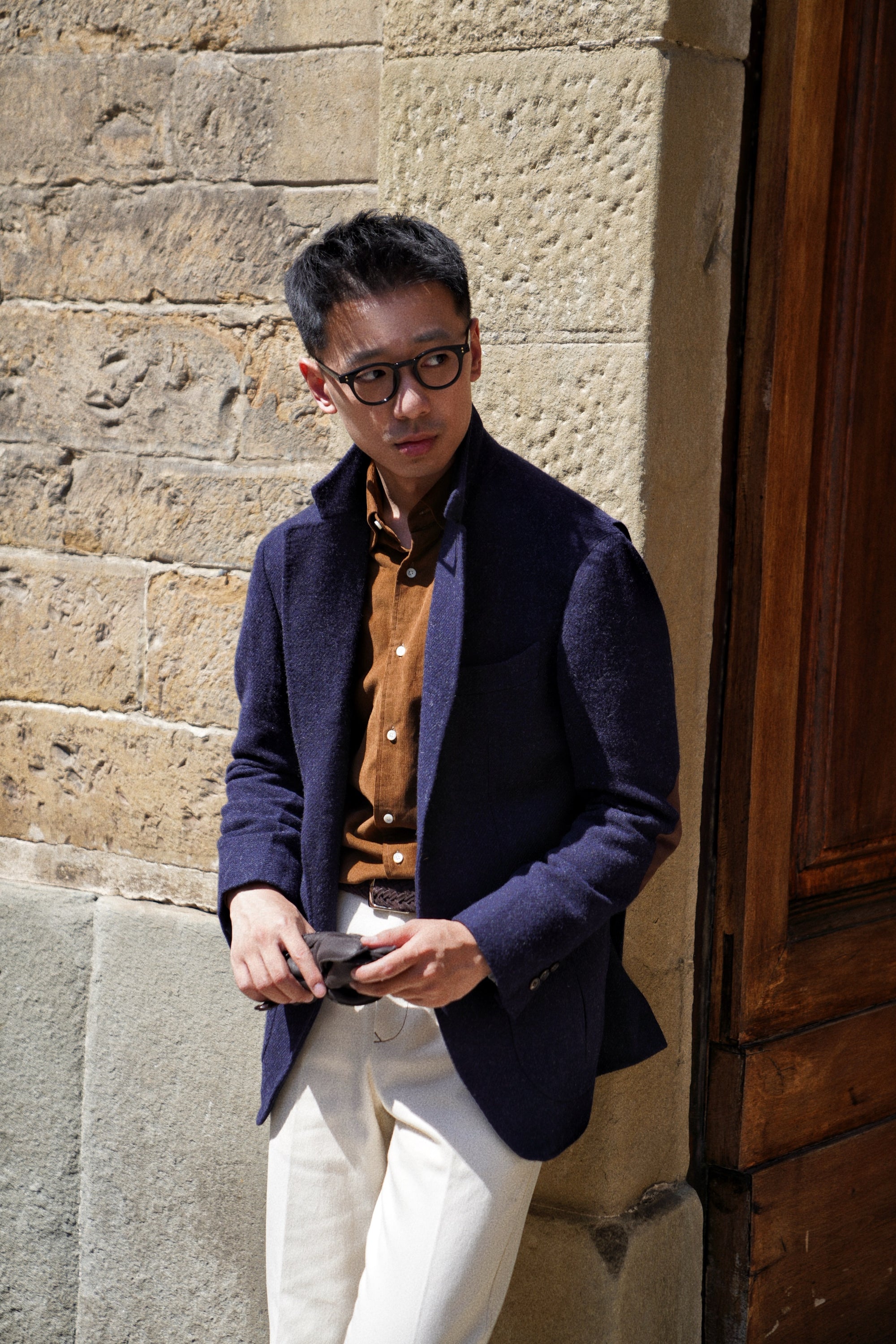 Tobacco / Navy Cotton Corduroy Shirt #498 #350