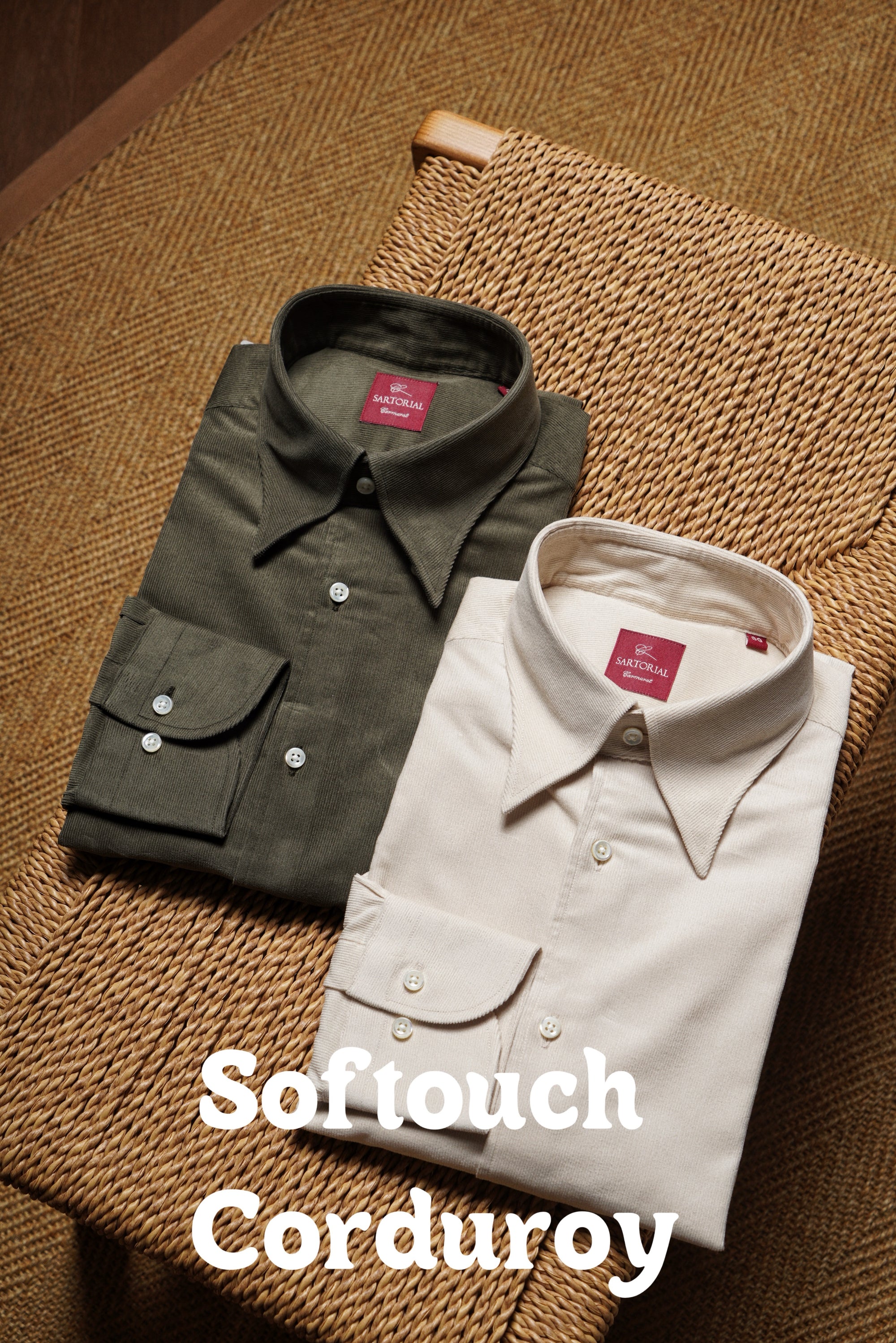 Olive / Cream Cotton Corduroy Shirt #485 #496