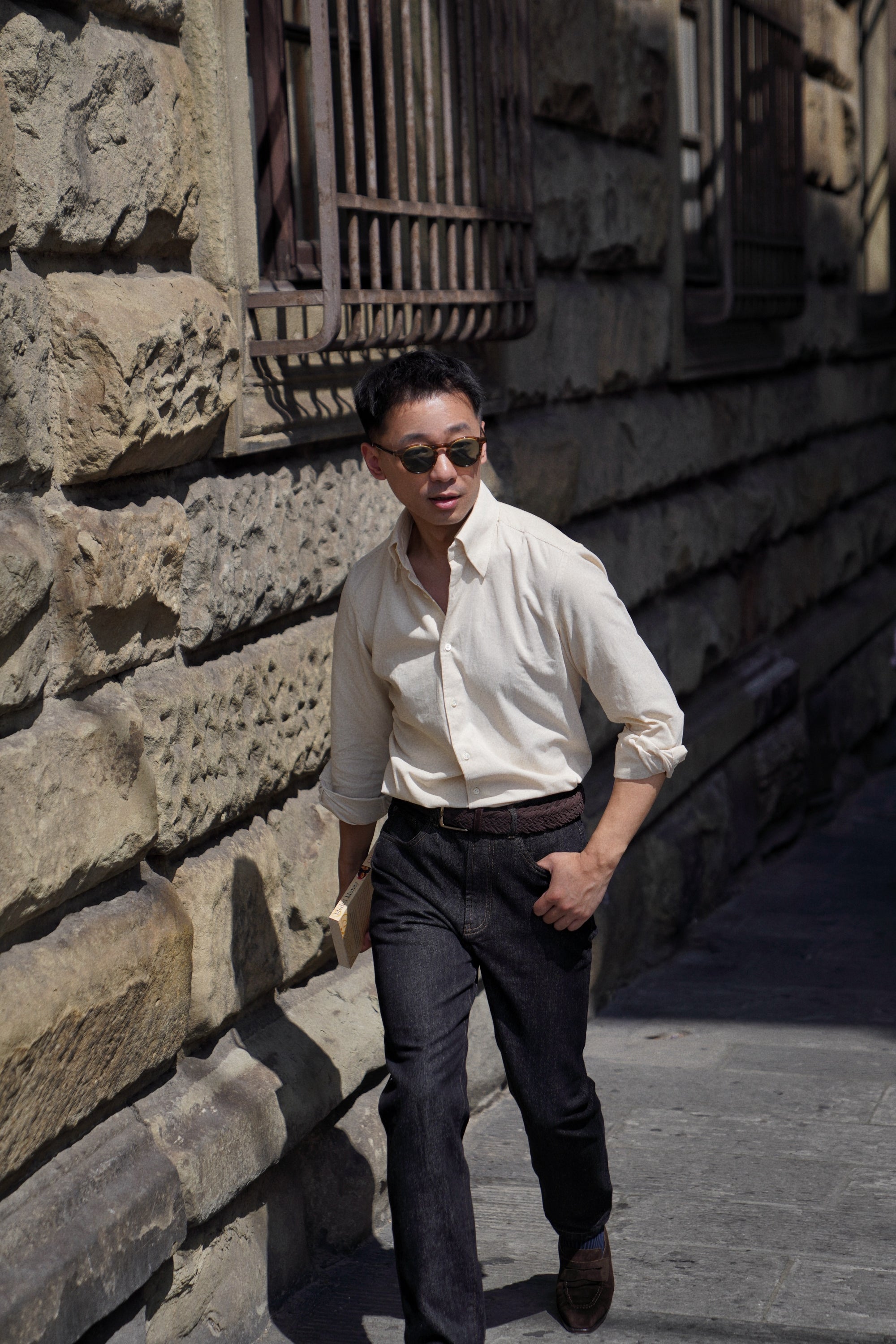 Olive / Cream Cotton Corduroy Shirt #485 #496