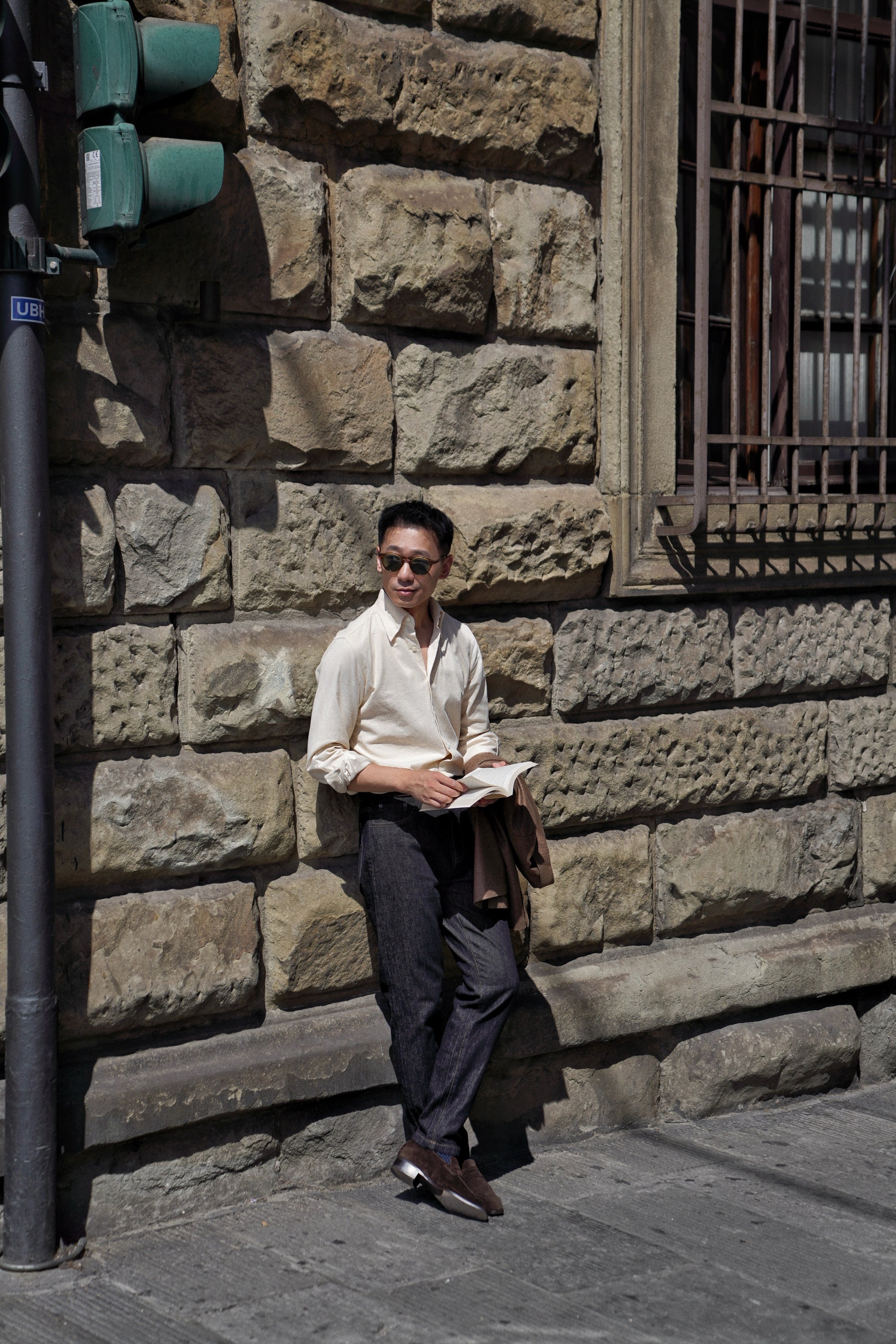 Olive / Cream Cotton Corduroy Shirt #485 #496