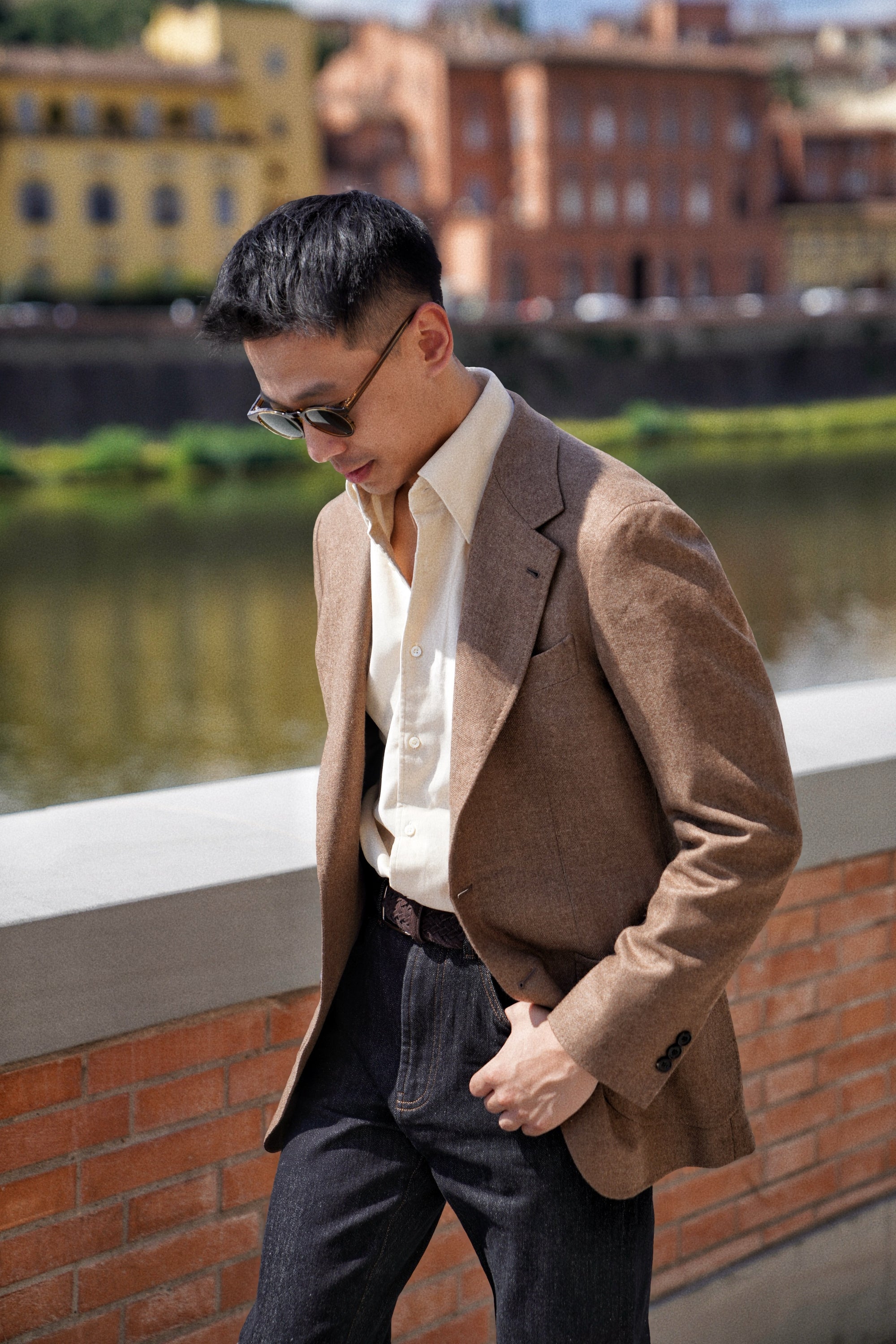 Olive / Cream Cotton Corduroy Shirt #485 #496
