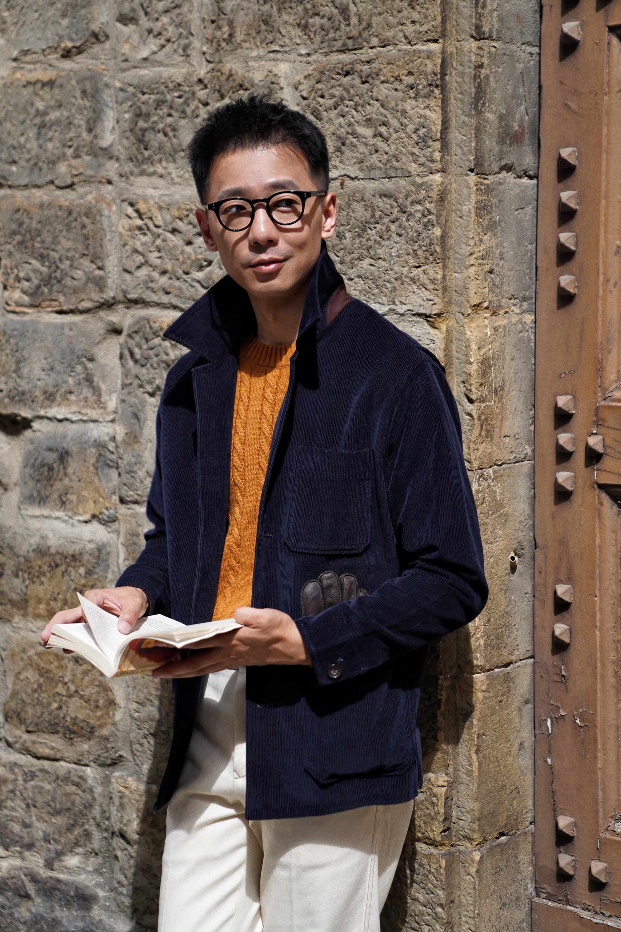 Navy Corduroy Cotton Wool Chore Jacket