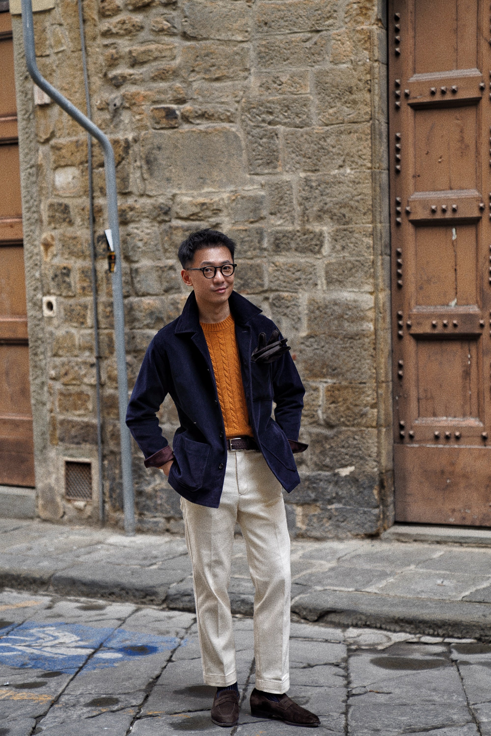 Navy Corduroy Cotton Wool Chore Jacket