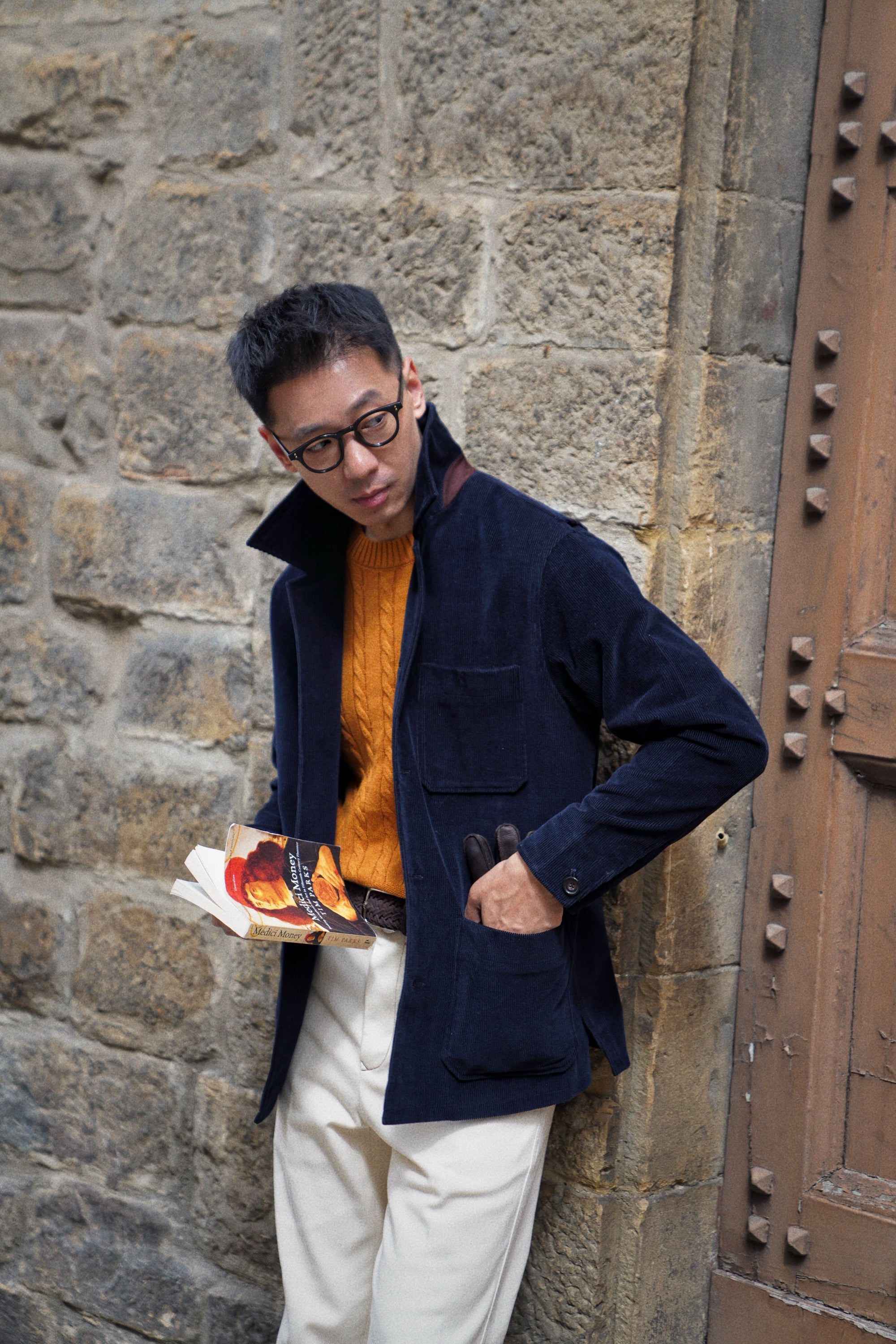 Navy Corduroy Cotton Wool Chore Jacket