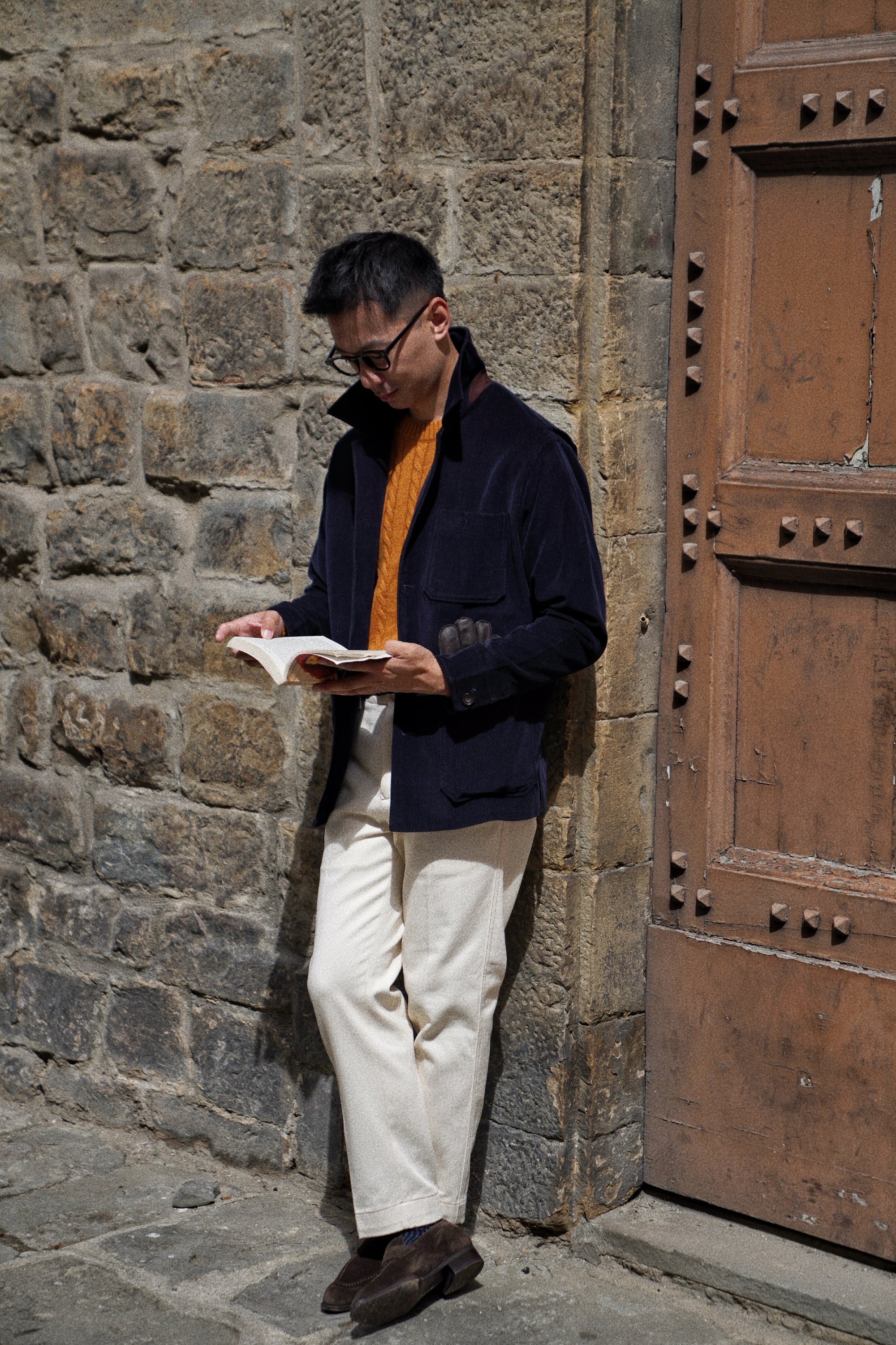 Navy Corduroy Cotton Wool Chore Jacket