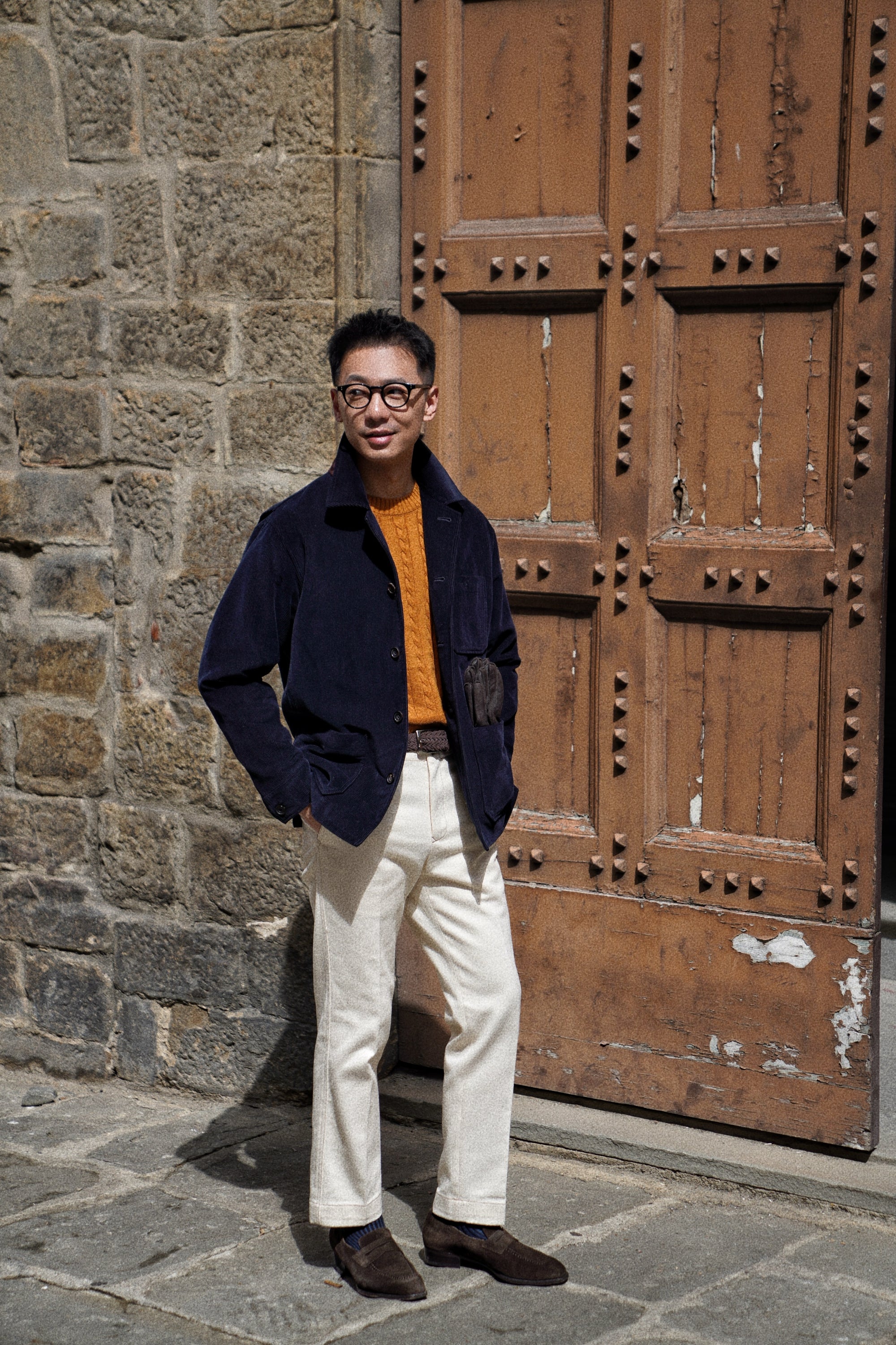 Navy Corduroy Cotton Wool Chore Jacket