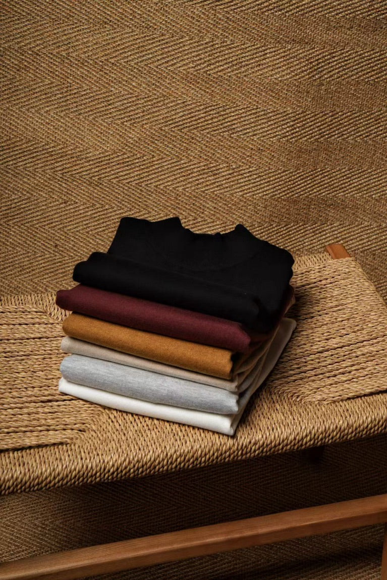 Honey / Black Knitted Mock Neck
