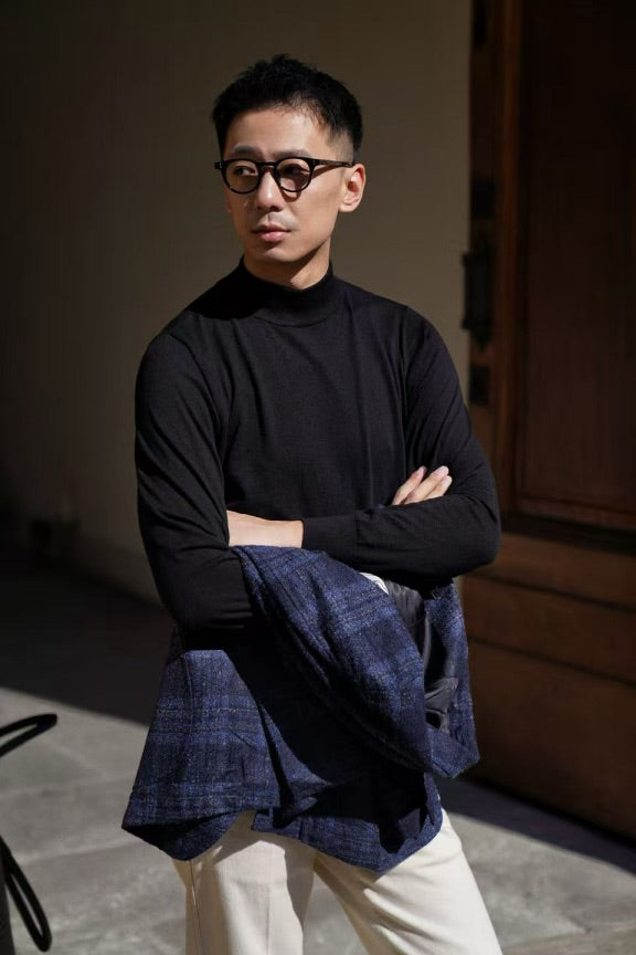 Honey / Black Knitted Mock Neck