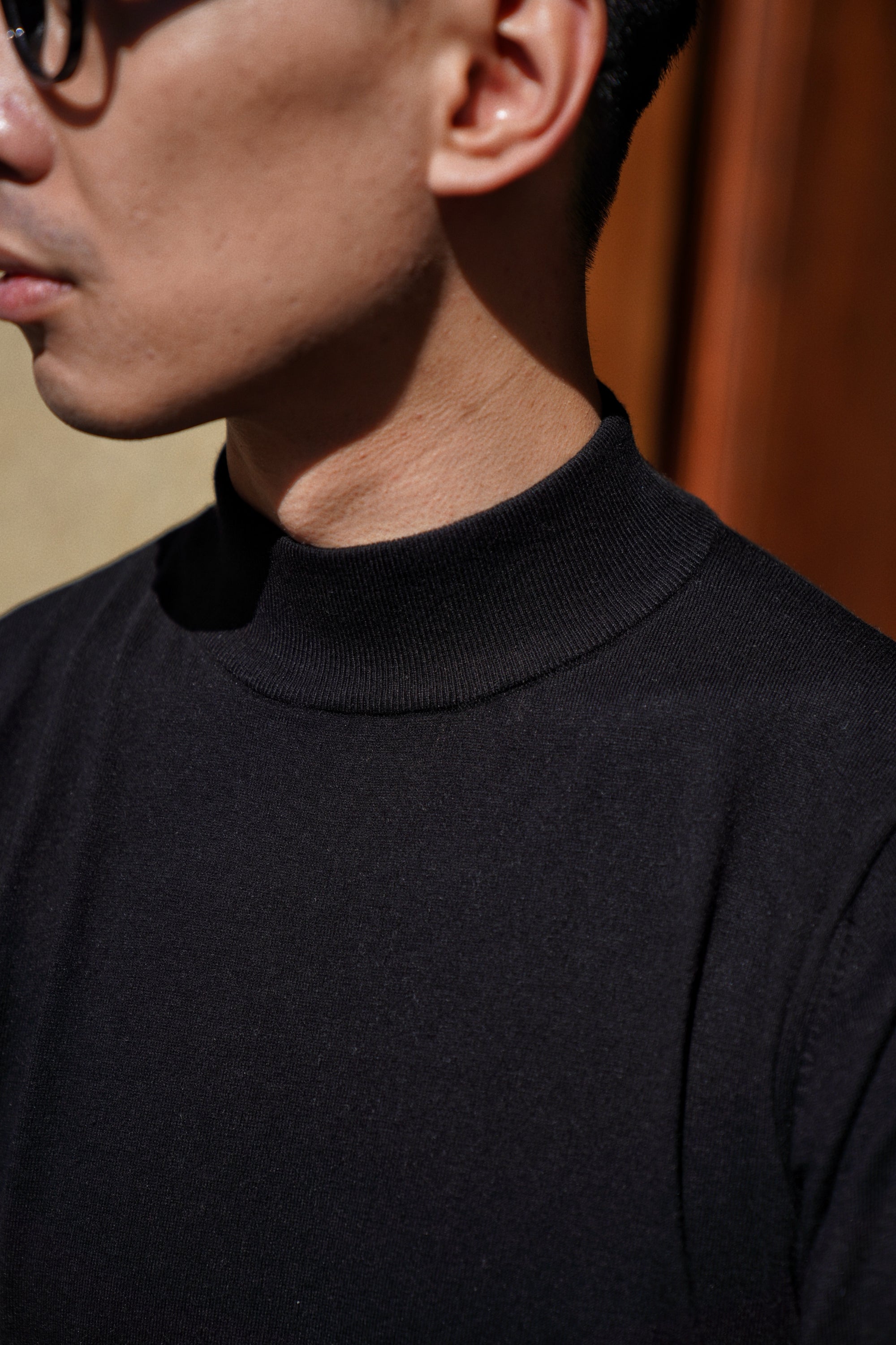 Honey / Black Knitted Mock Neck
