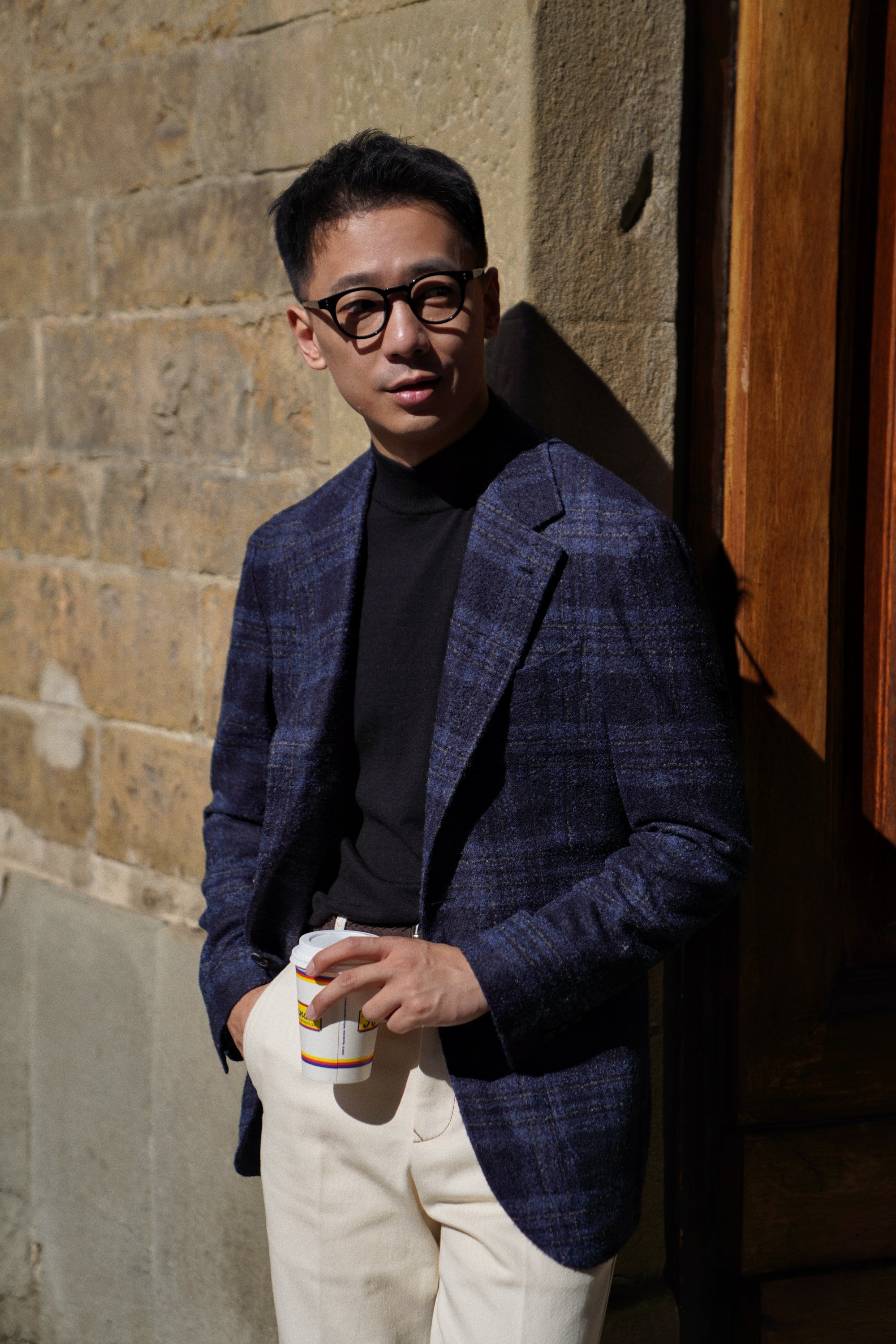 Honey / Black Knitted Mock Neck