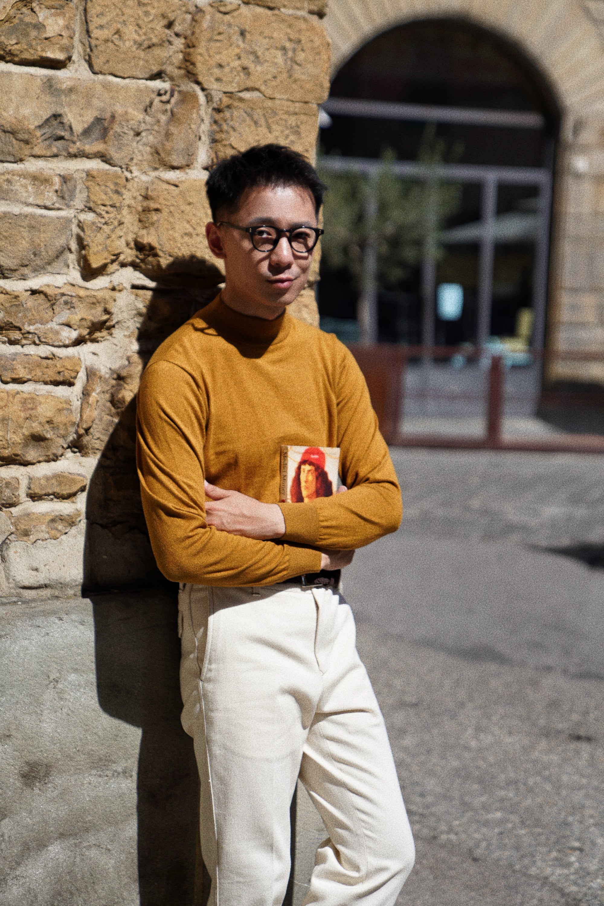 Honey / Black Knitted Mock Neck