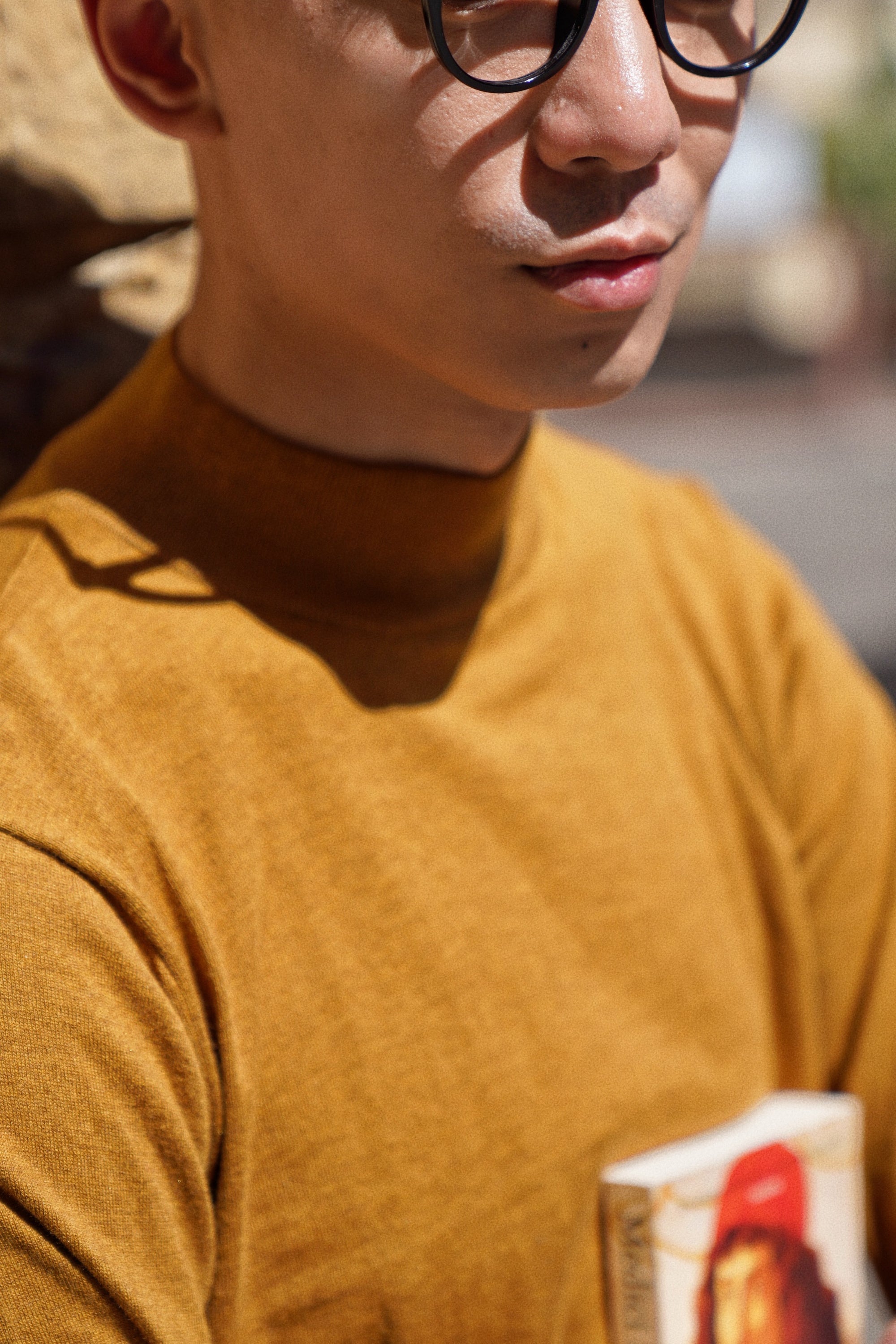 Honey / Black Knitted Mock Neck