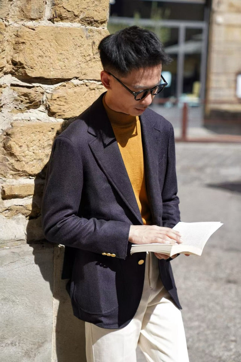 Honey / Black Knitted Mock Neck