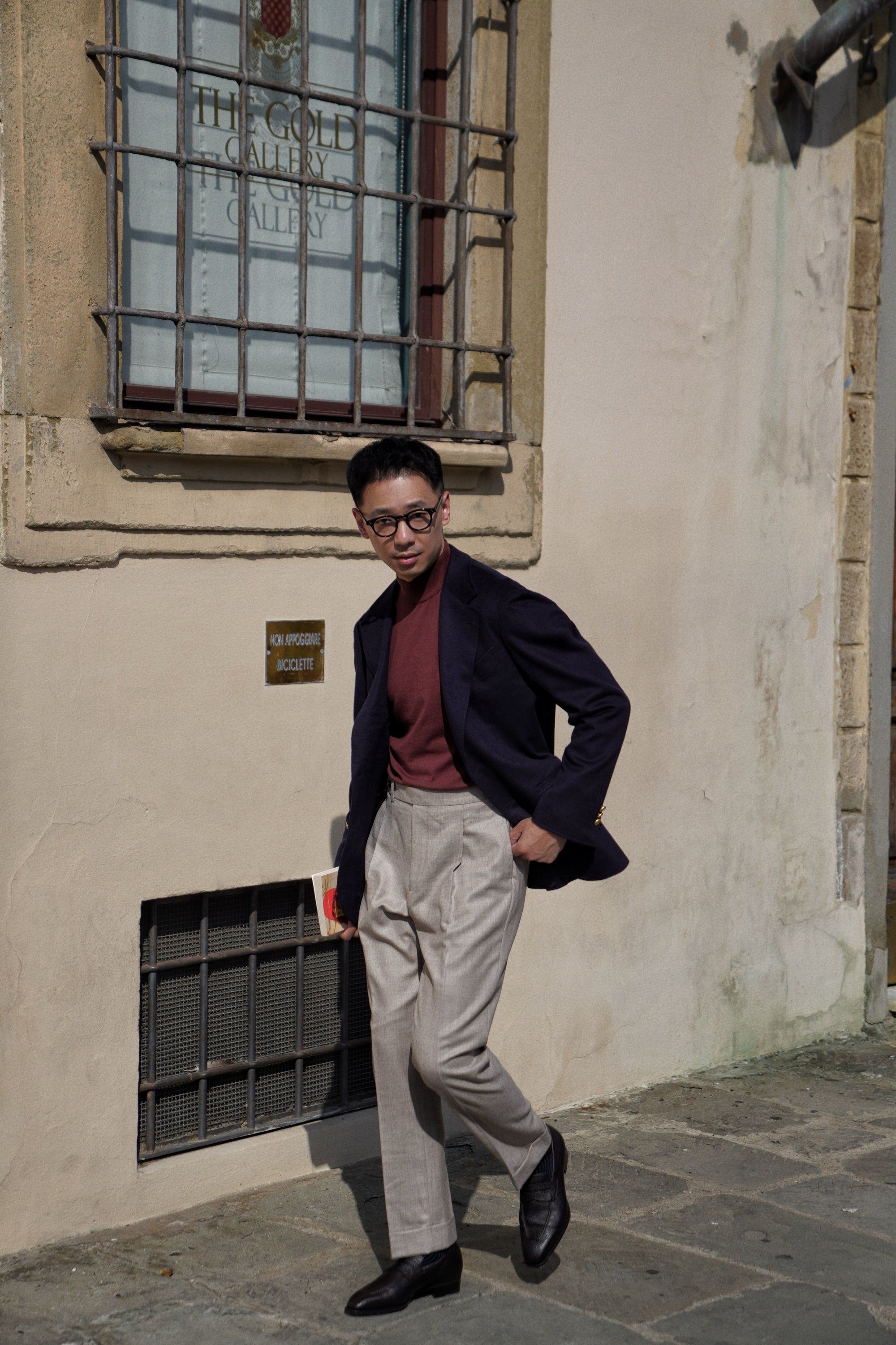 Grey / Burgundy Knitted Mock Neck