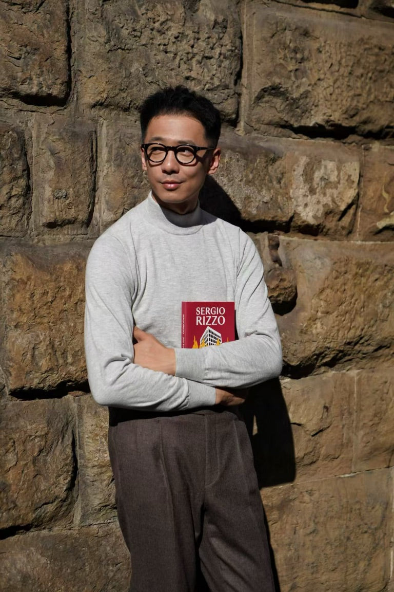 Grey / Burgundy Knitted Mock Neck